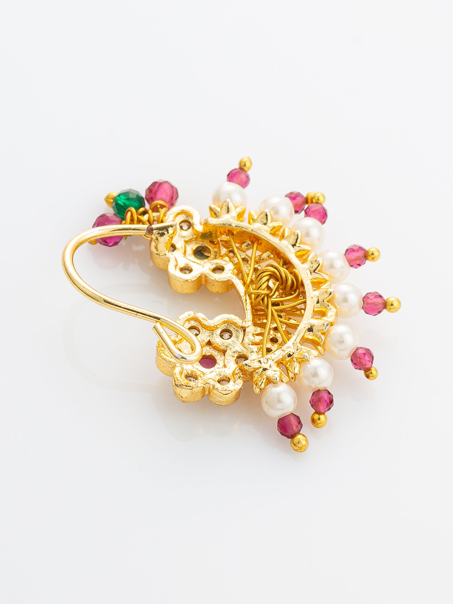 Floral Motif Gold Plated Press Nath – View 3 | Aadita Jewelry