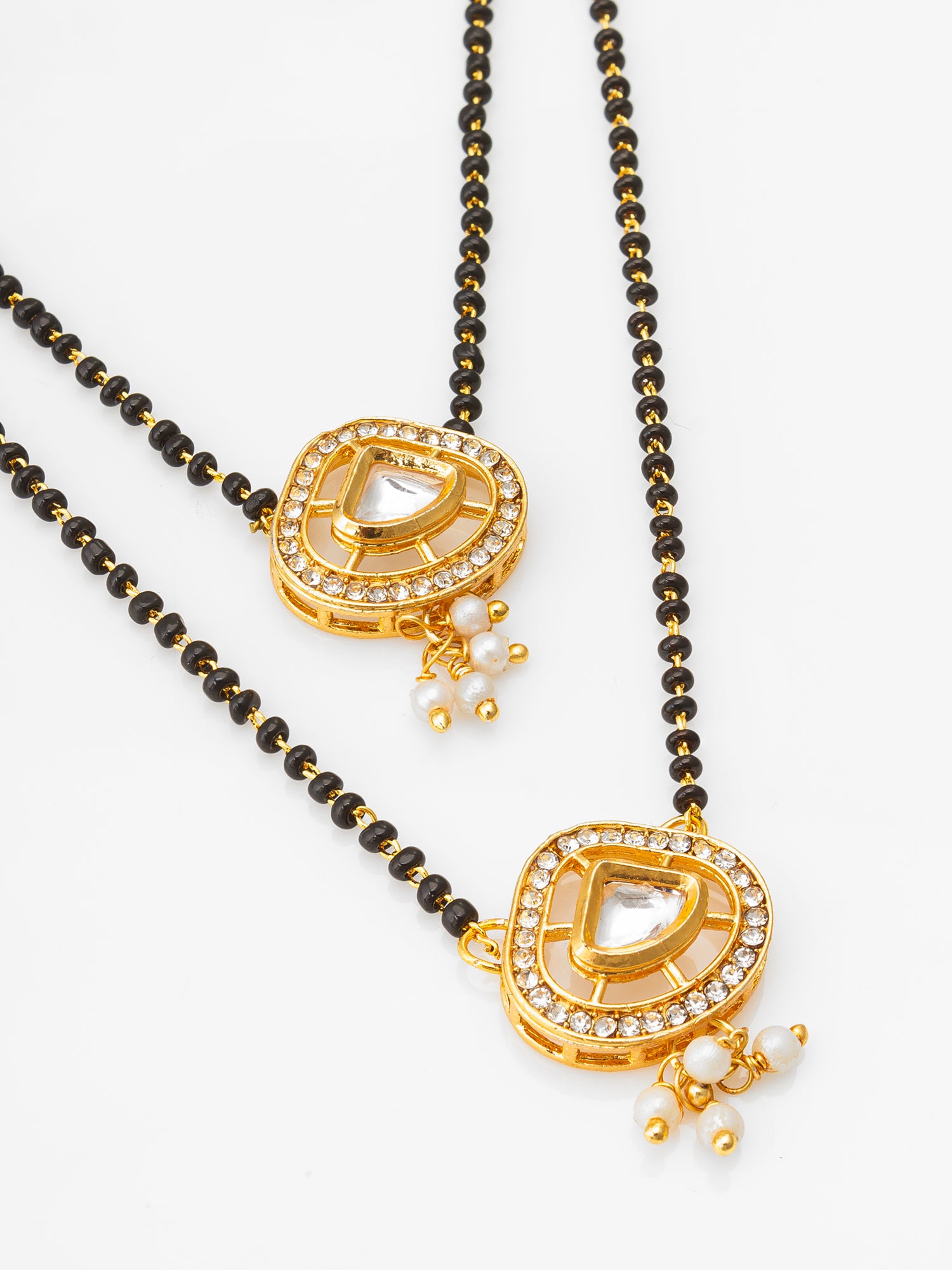 Dual Pendant Kundan Mangalsutra with Earrings – View 4 | Aadita Jewelry