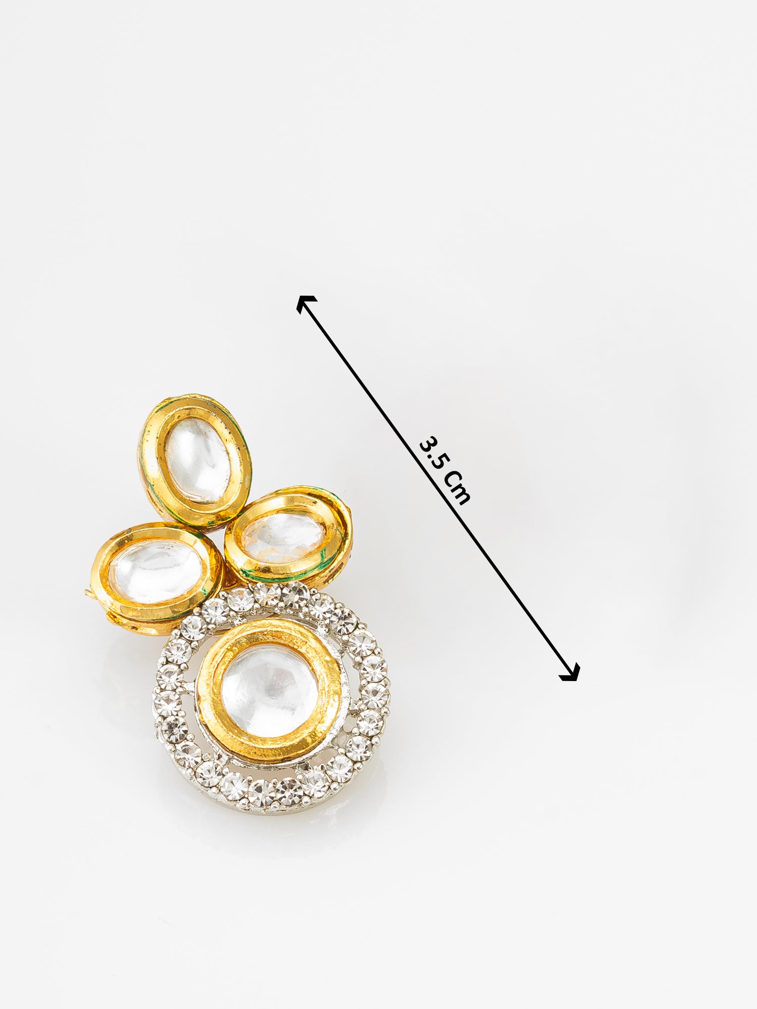 Gold-Tone Kundan Choker Necklace Set with Peach Pearl Beads and Crystal Earrings – View 5 | Aadita Jewelry
