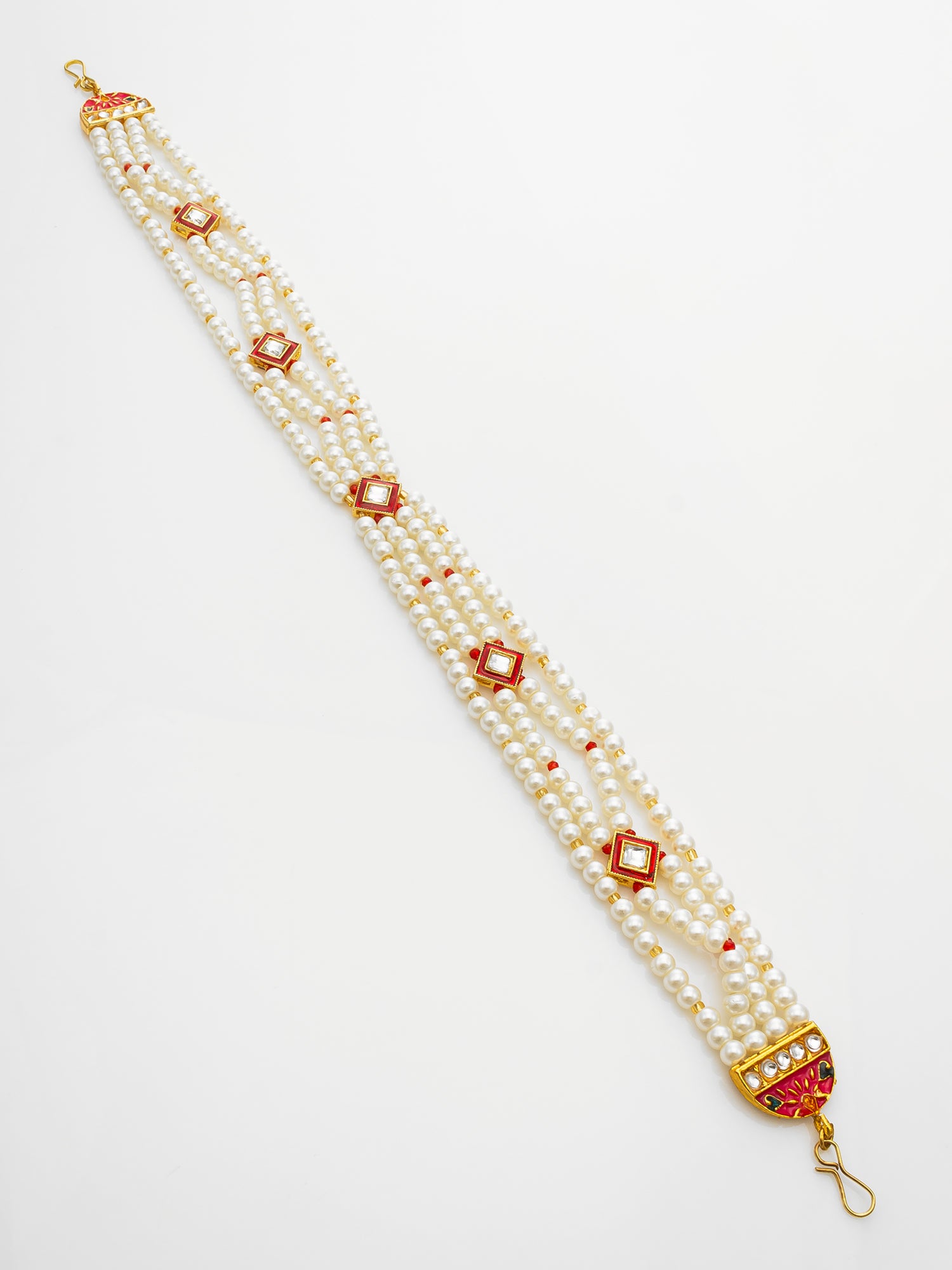 Traditional Gold Plated Pearl Kundan Matha Patti for Women – View 2 | Aadita Jewelry