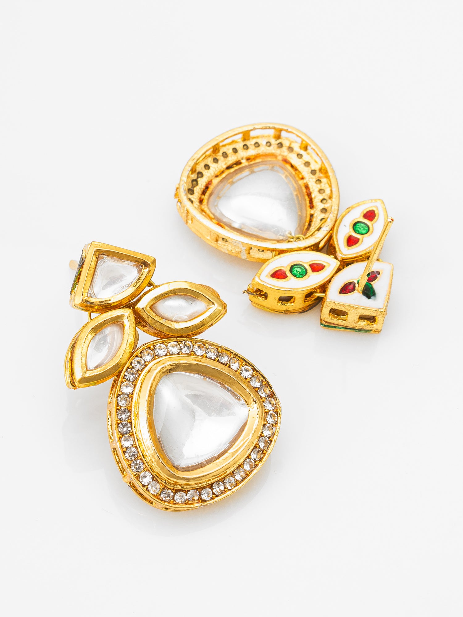 Gold-Plated Stone Cluster Drop Earrings – View 2 | Aadita Jewelry