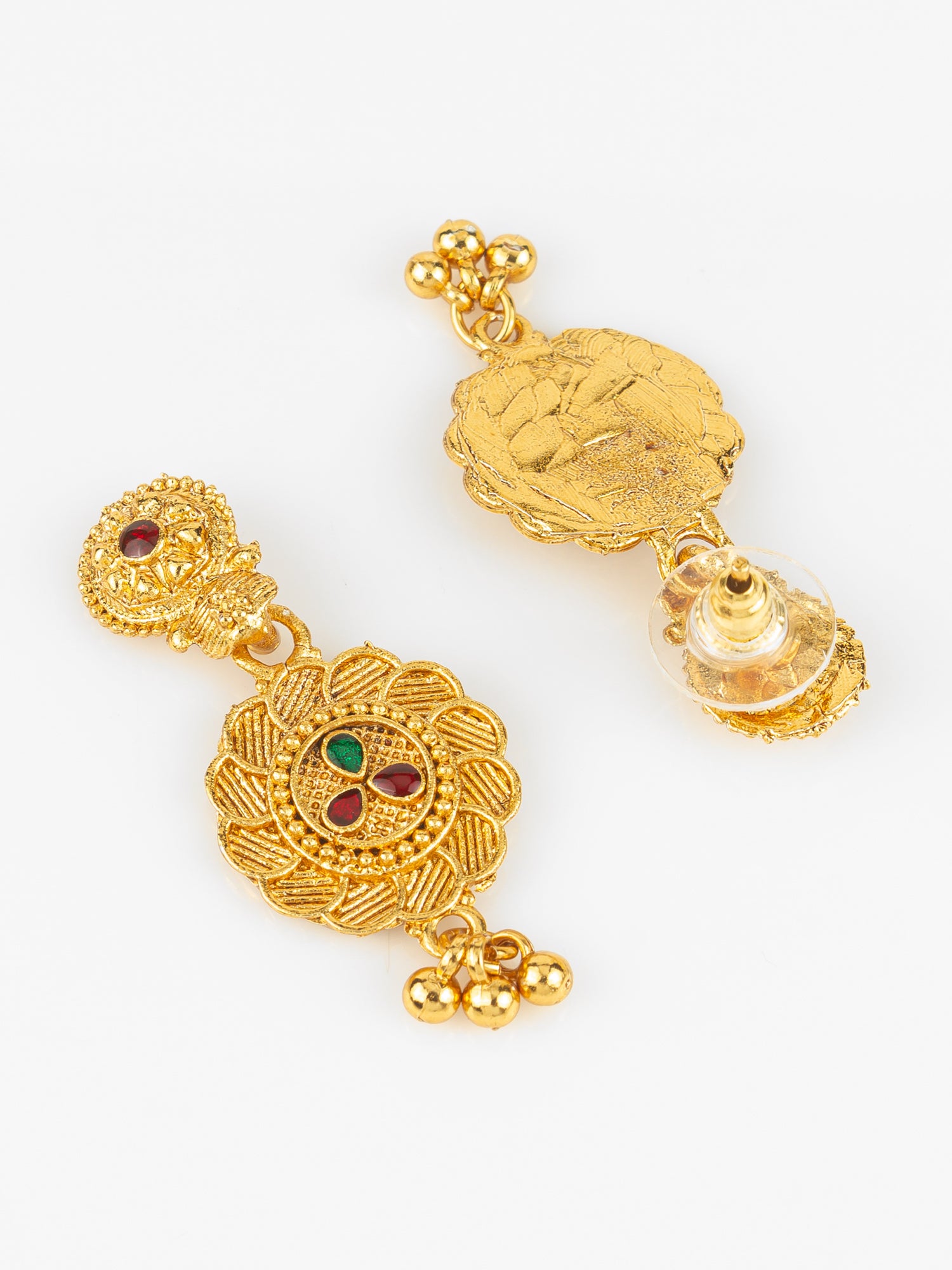 Gold-Plated Temple Necklace Set for Women | Bridal Peacock Jewellery | Traditional Design – View 3 | Aadita Jewelry