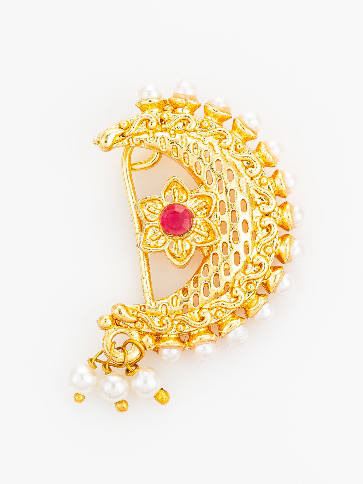 Floral Pearl Drop Nath | Aadita Jewelry