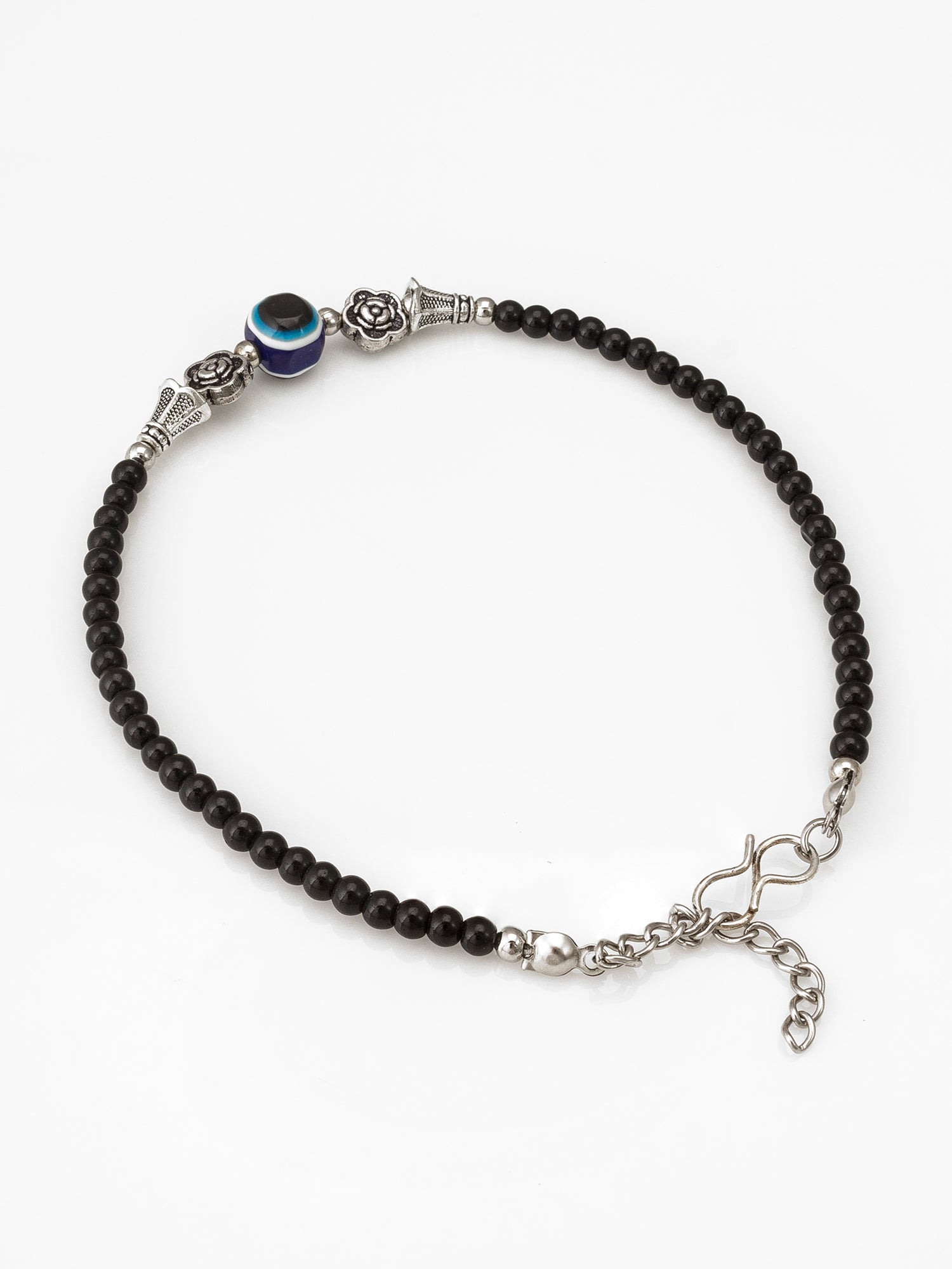 Black Round Bead Anklet – View 3 | Aadita Jewelry
