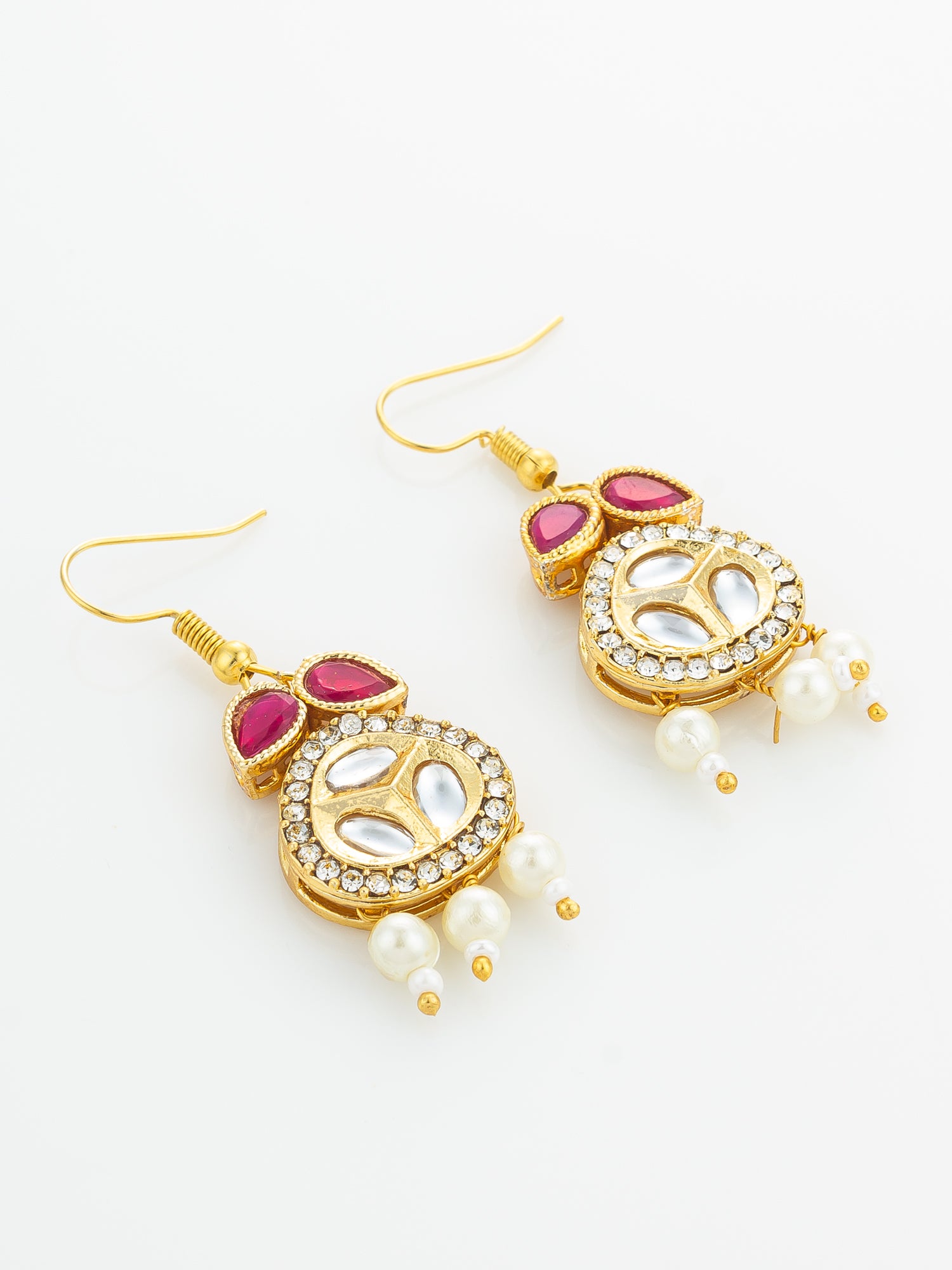 Aadita Red Kundan Pearl Earrings – View 2 | Aadita Jewelry