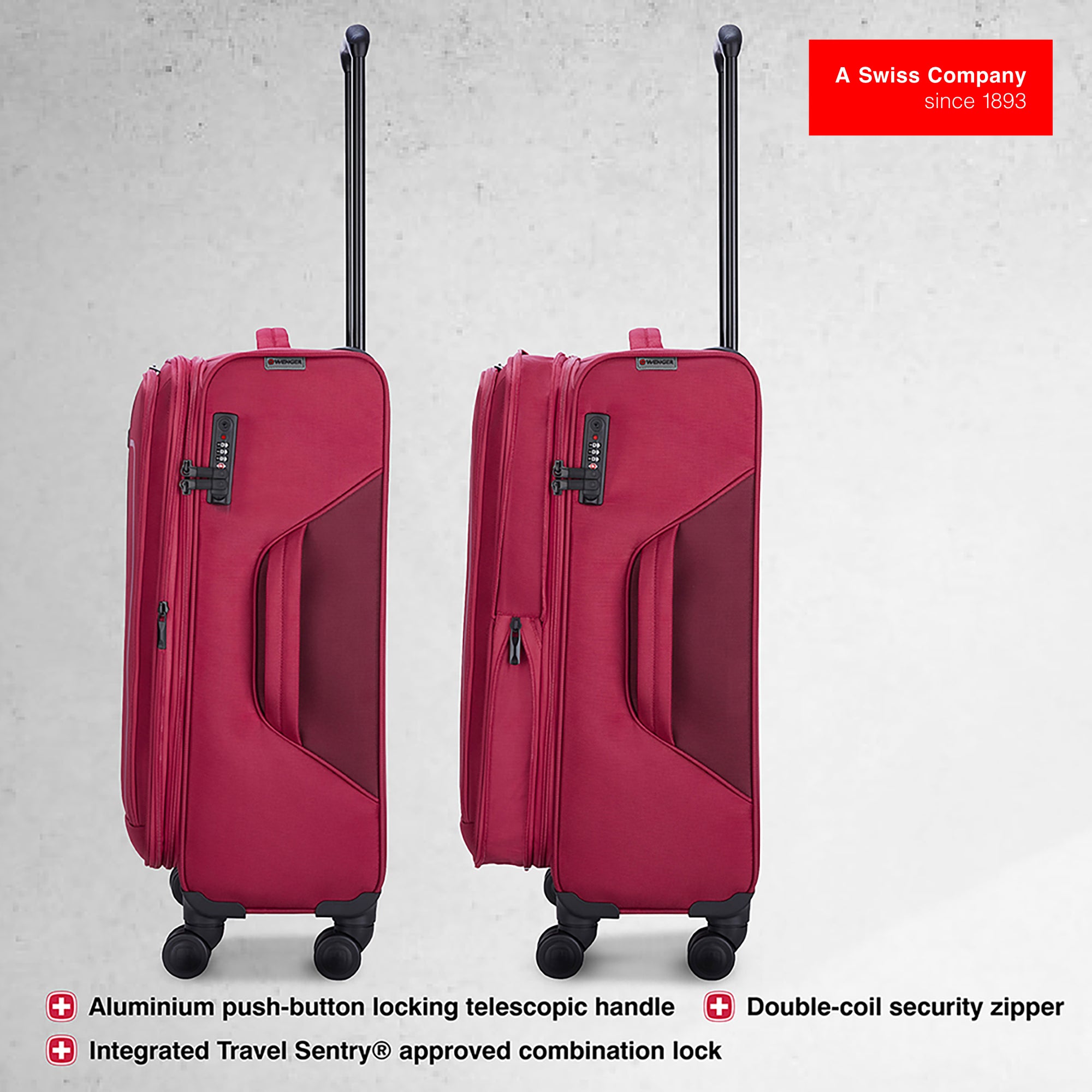 Wenger Fantic Pro Check-in Suitcase - Large (Value Edition) - Red - Image 6