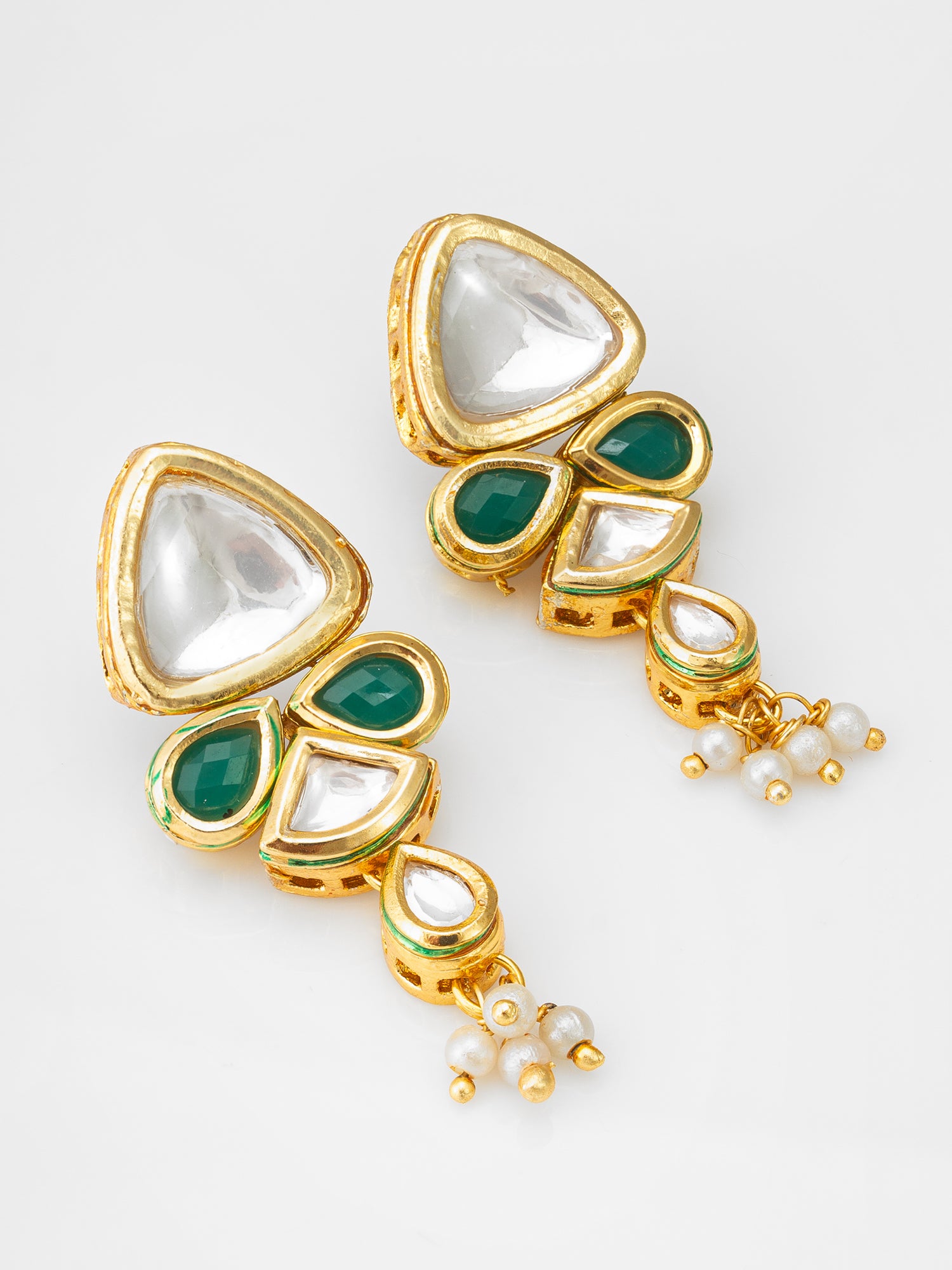 Kundan Choker Necklace Set with Pearl Drops Earrings – View 2 | Aadita Jewelry
