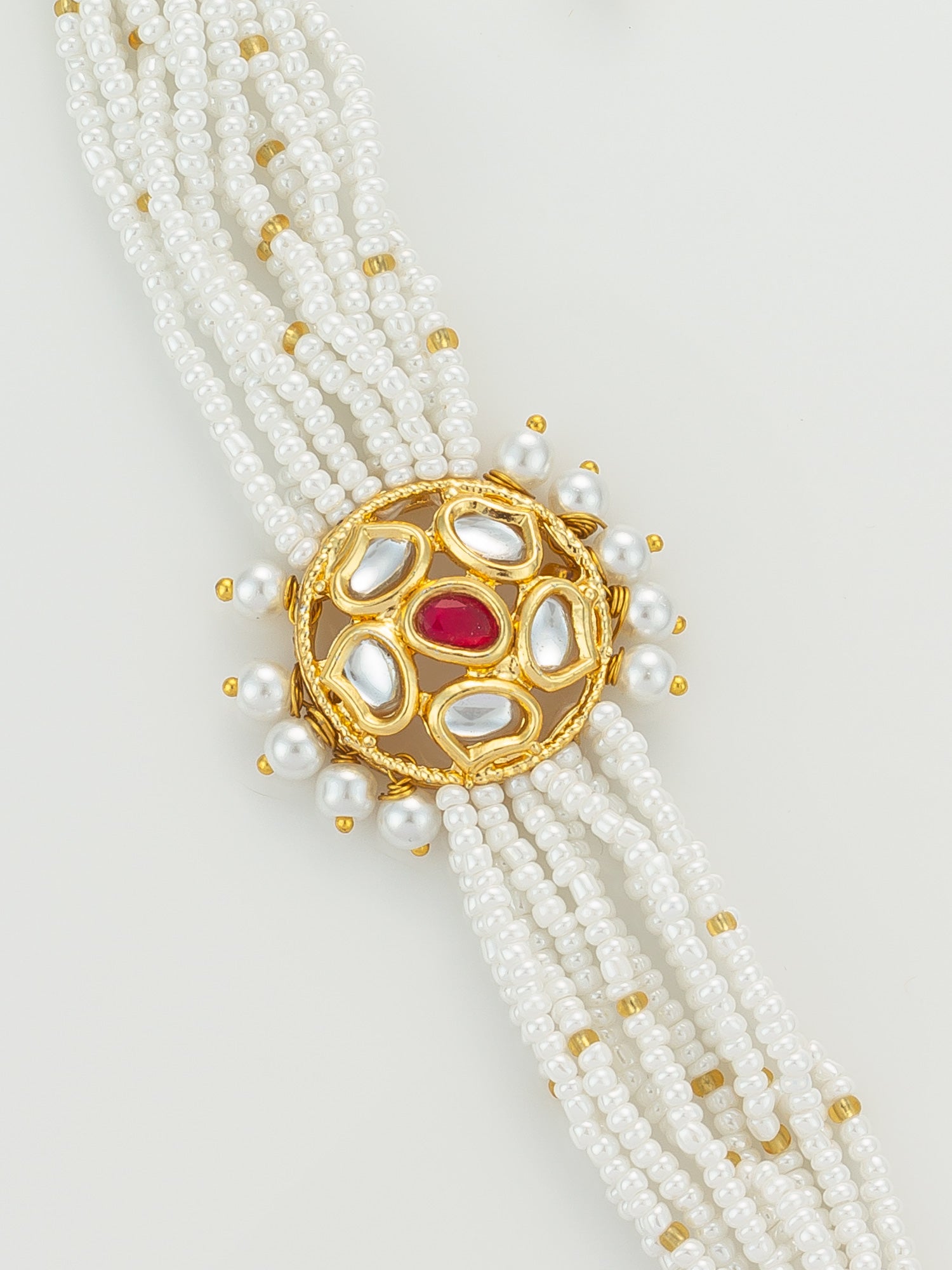 Kundan Studded Gold Floral Bracelet – View 3 | Aadita Jewelry