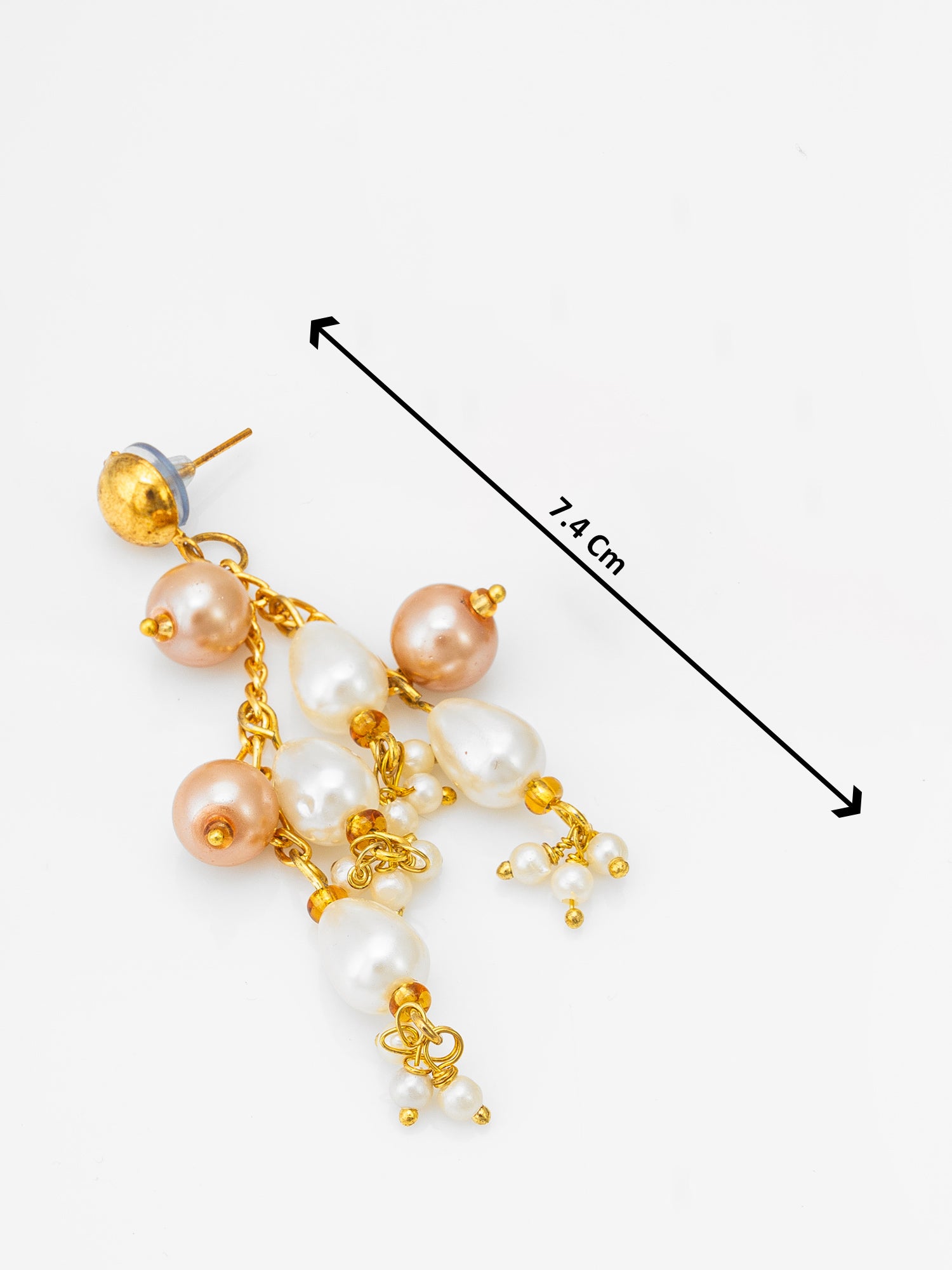 Gold-Tone Multi-Pearl Chandelier Earrings with Pearl Drops – View 3 | Aadita Jewelry