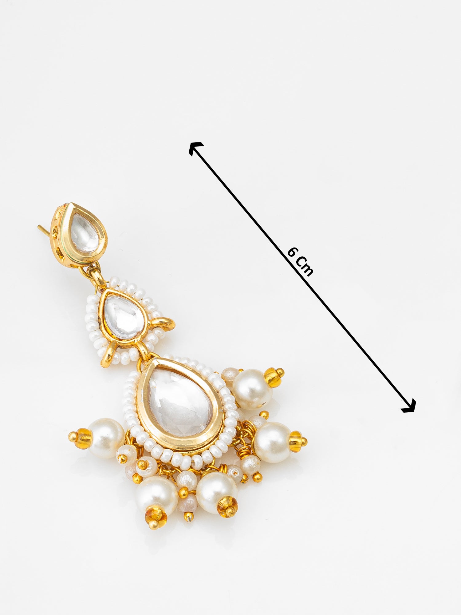 White Kundan Drop Earrings with Pearl – View 3 | Aadita Jewelry