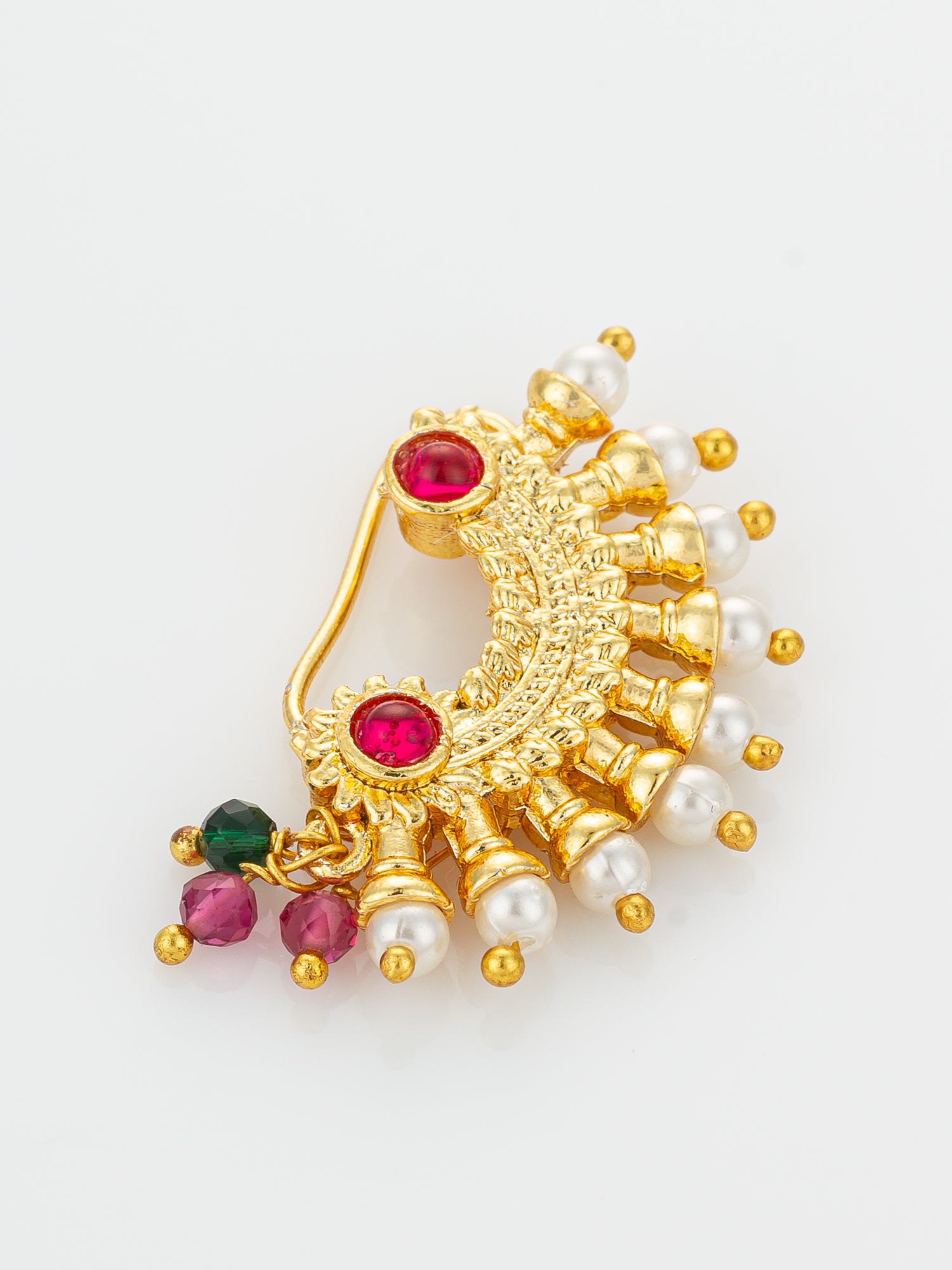 Traditional Pearl Nath – View 2 | Aadita Jewelry