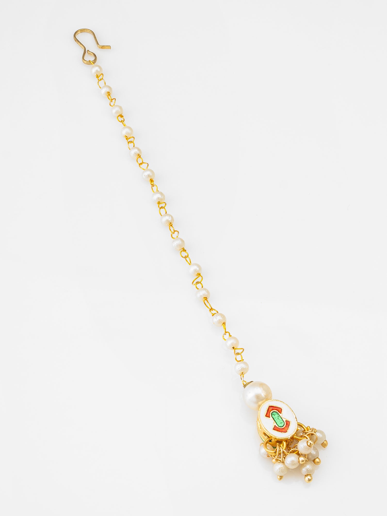 Gold Plated Pearl & Kundan Traditional Maang Tikka for Women – View 2 | Aadita Jewelry