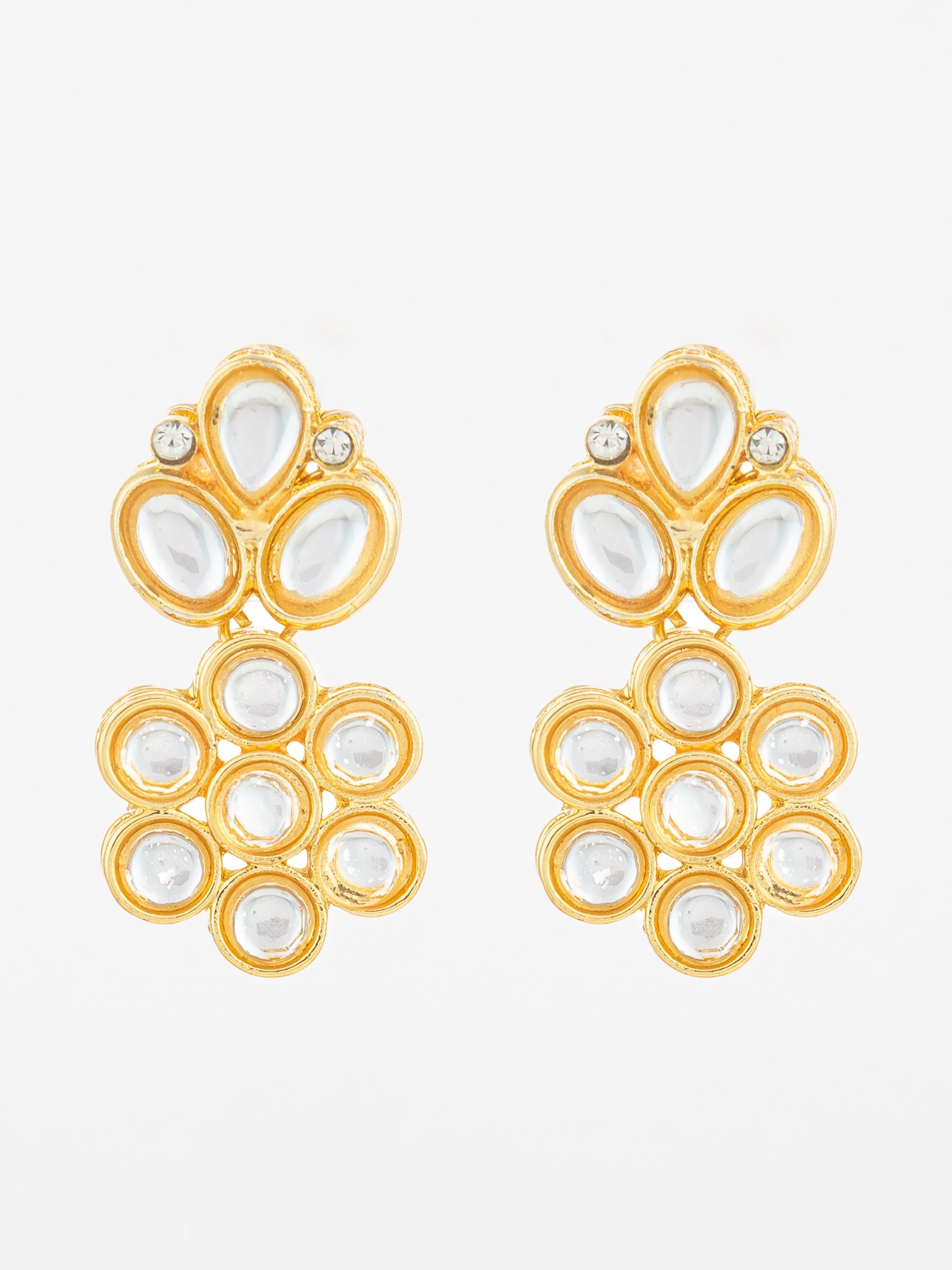 Gold Plated Floral Kundan Stud Earrings | Aadita Jewelry