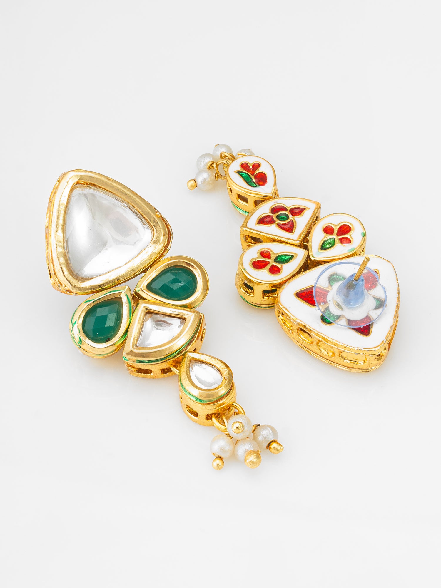 Kundan Choker Necklace Set with Pearl Drops Earrings – View 3 | Aadita Jewelry
