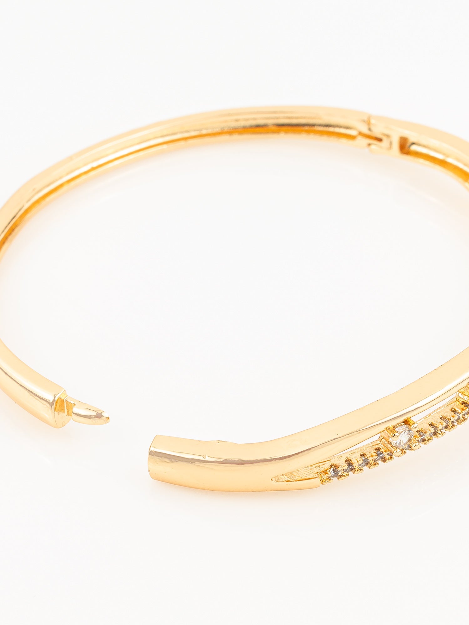 Gold Plated American Diamond Slim Openable Bangle for Women – View 4 | Aadita Jewelry