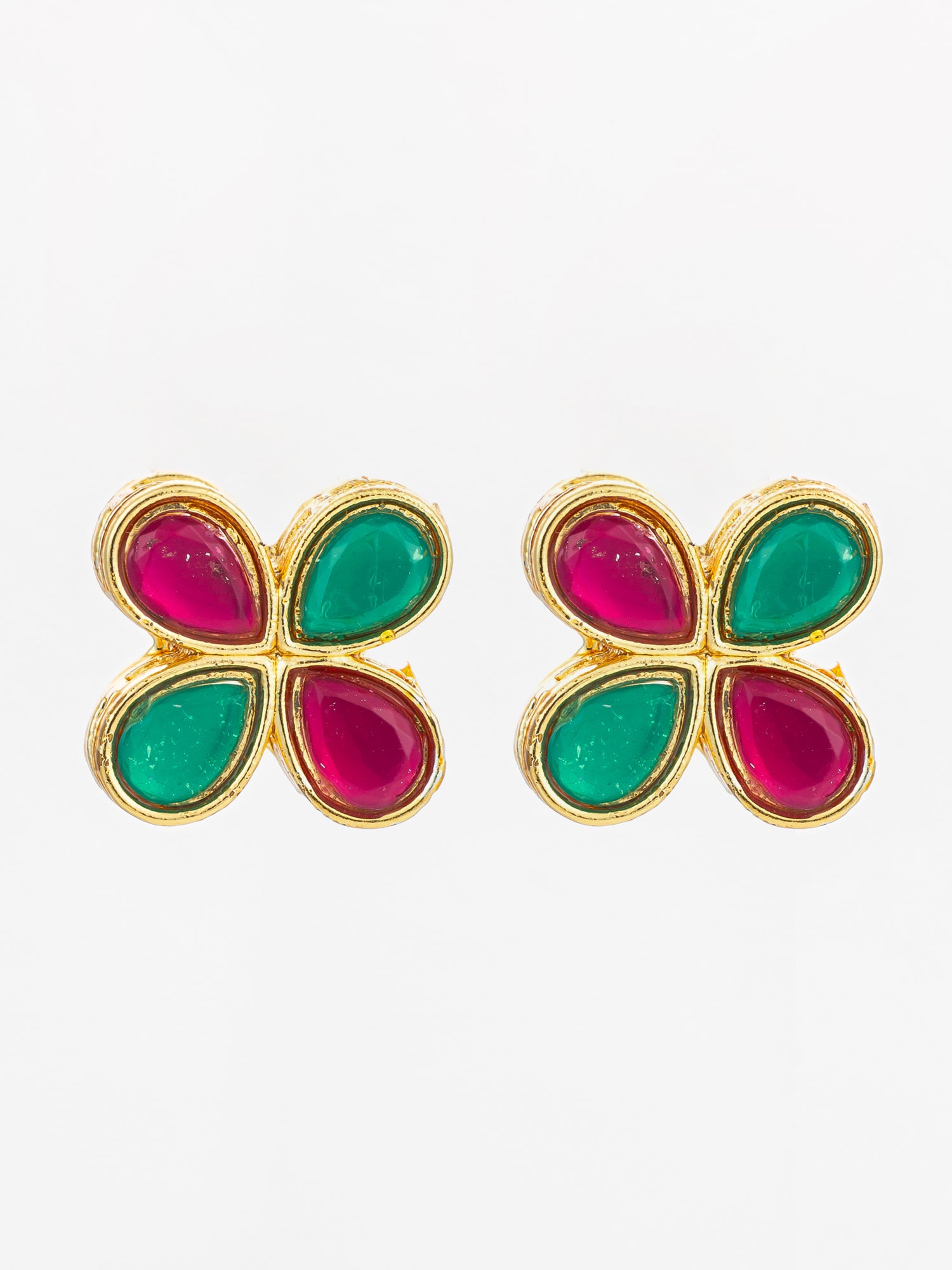 Multicolor Floral Teardrop Stud Earrings | Aadita Jewelry