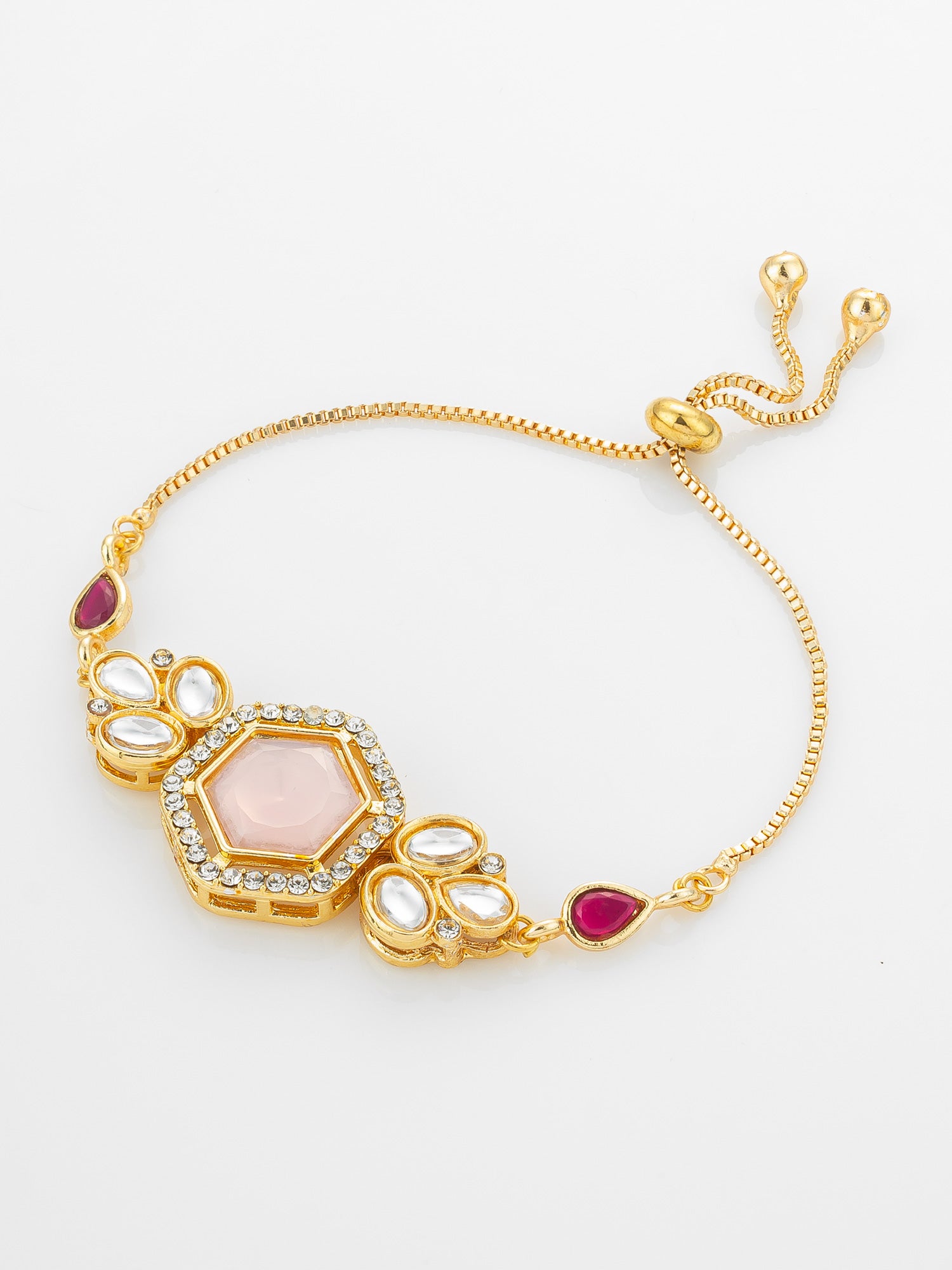 Geometric Rose Stone and Kundan Bracelet | Aadita Jewelry