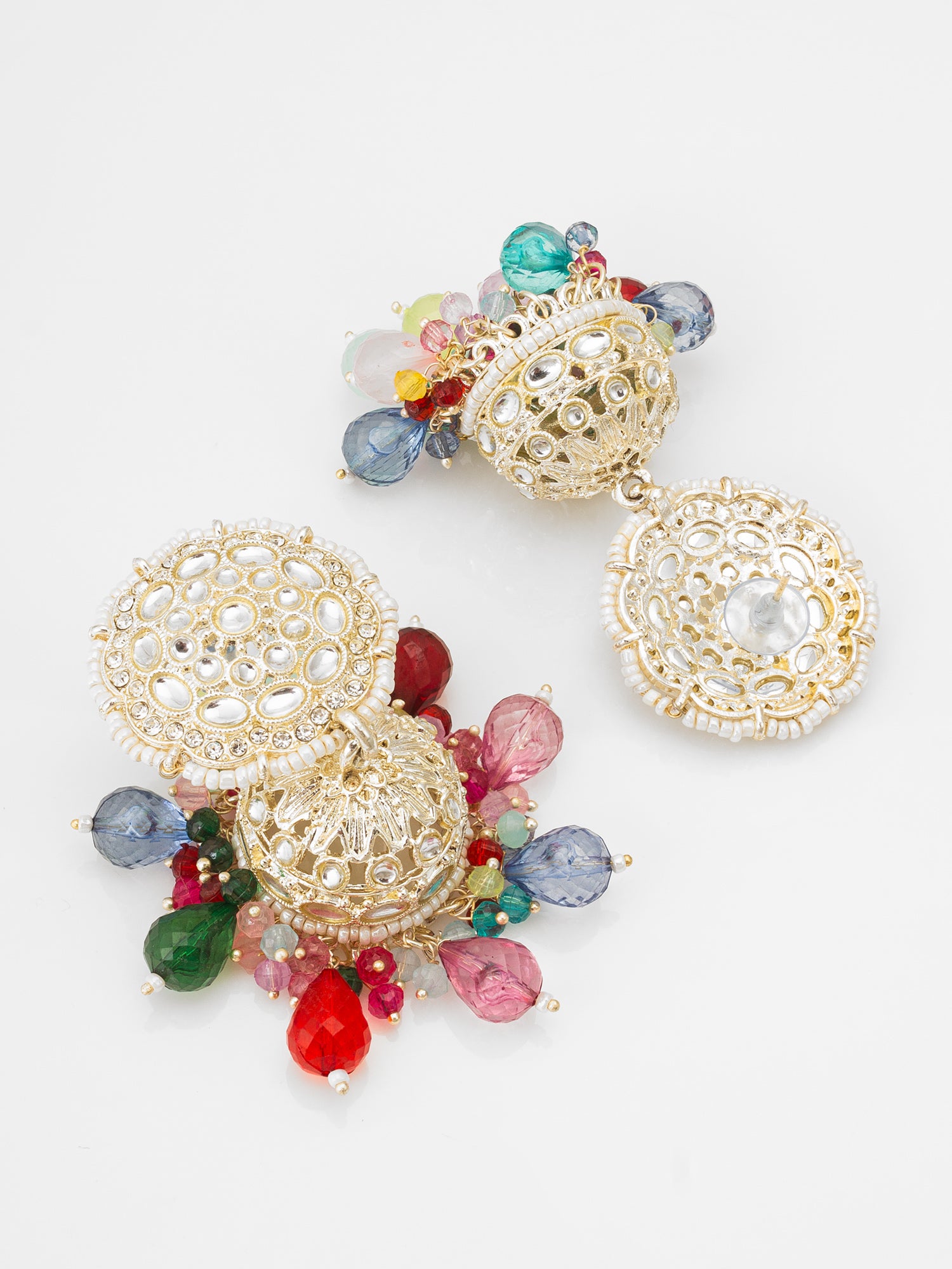 Multicolor Kundan Jhumka Earrings – View 2 | Aadita Jewelry