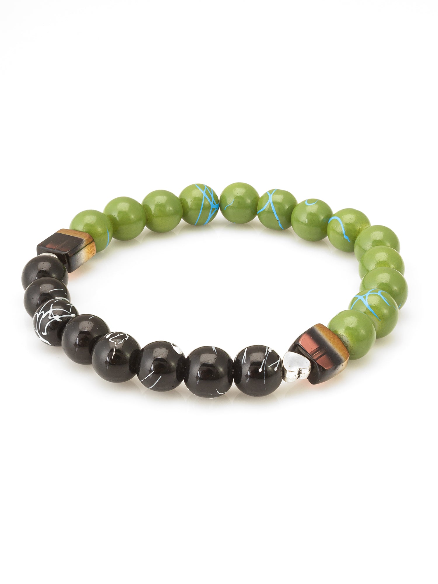 Dual Tone Green & Black Beaded Bracelet | Aadita Jewelry