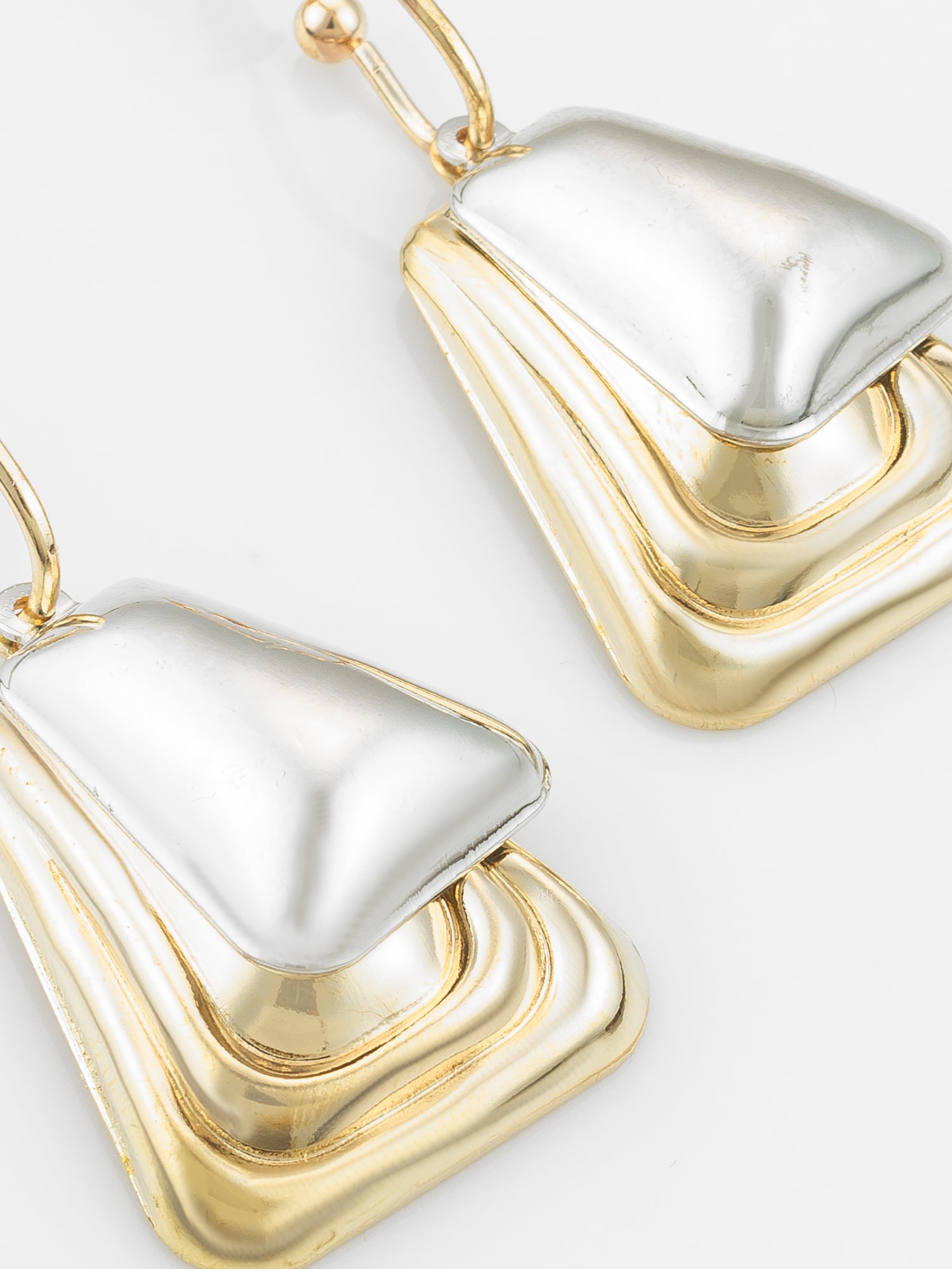 Gold and Silver Plated Geometric Earrings "“ Dual Tone Statement – View 4 | Aadita Jewelry