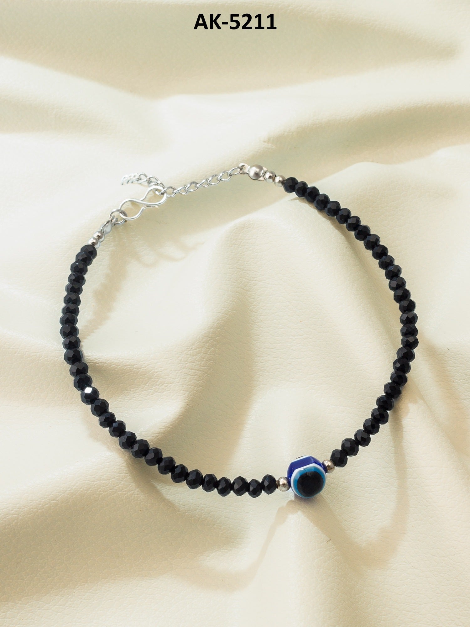 Black Faceted Crystal Bead Anklet – View 5 | Aadita Jewelry