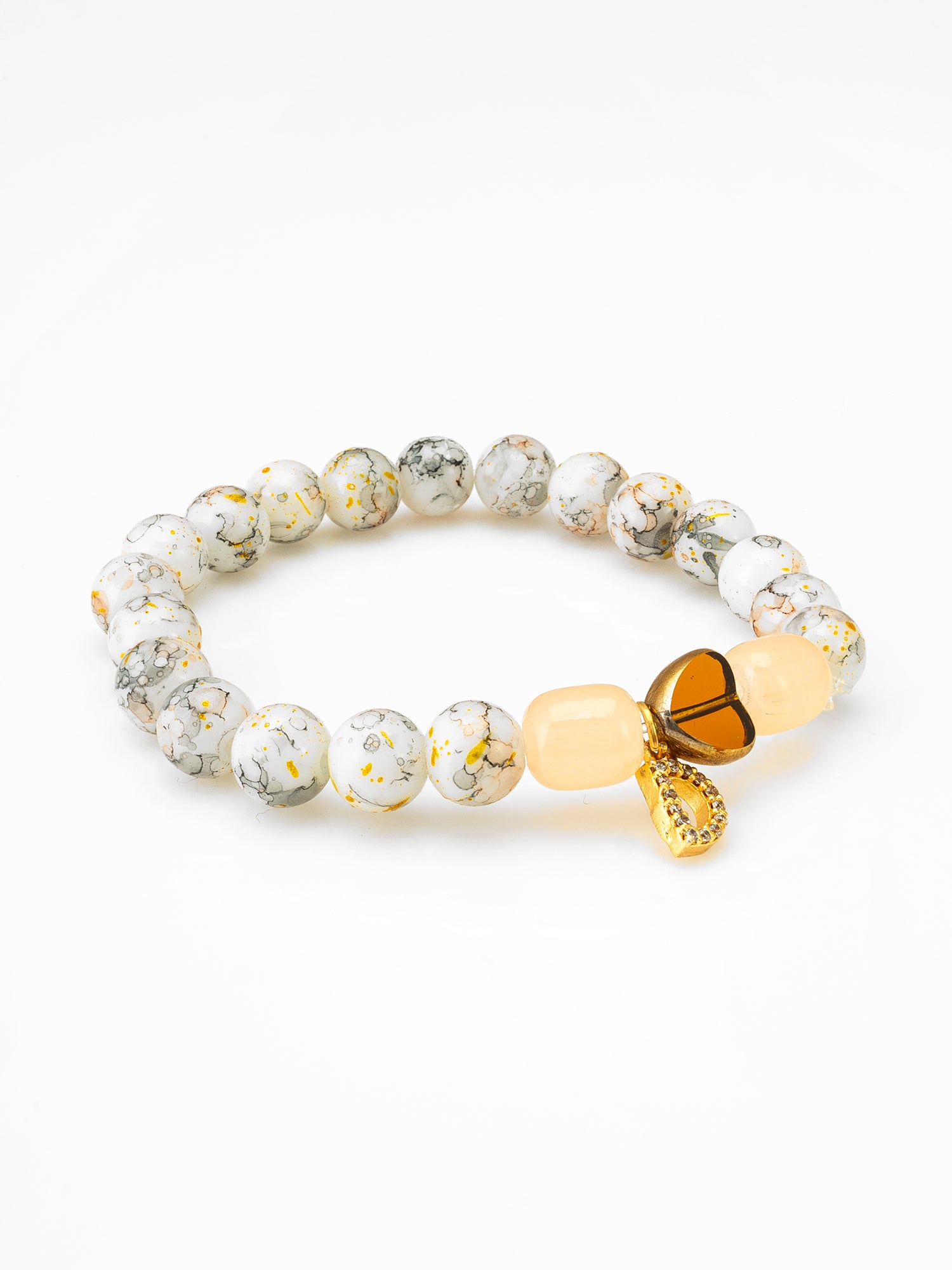 White Stone Gold Accent Beaded Bracelet | Aadita Jewelry