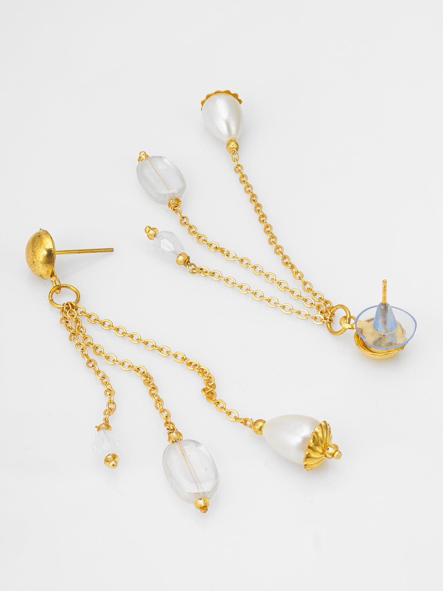 Gold-Tone Multi-Chain Tassel Earrings – View 2 | Aadita Jewelry