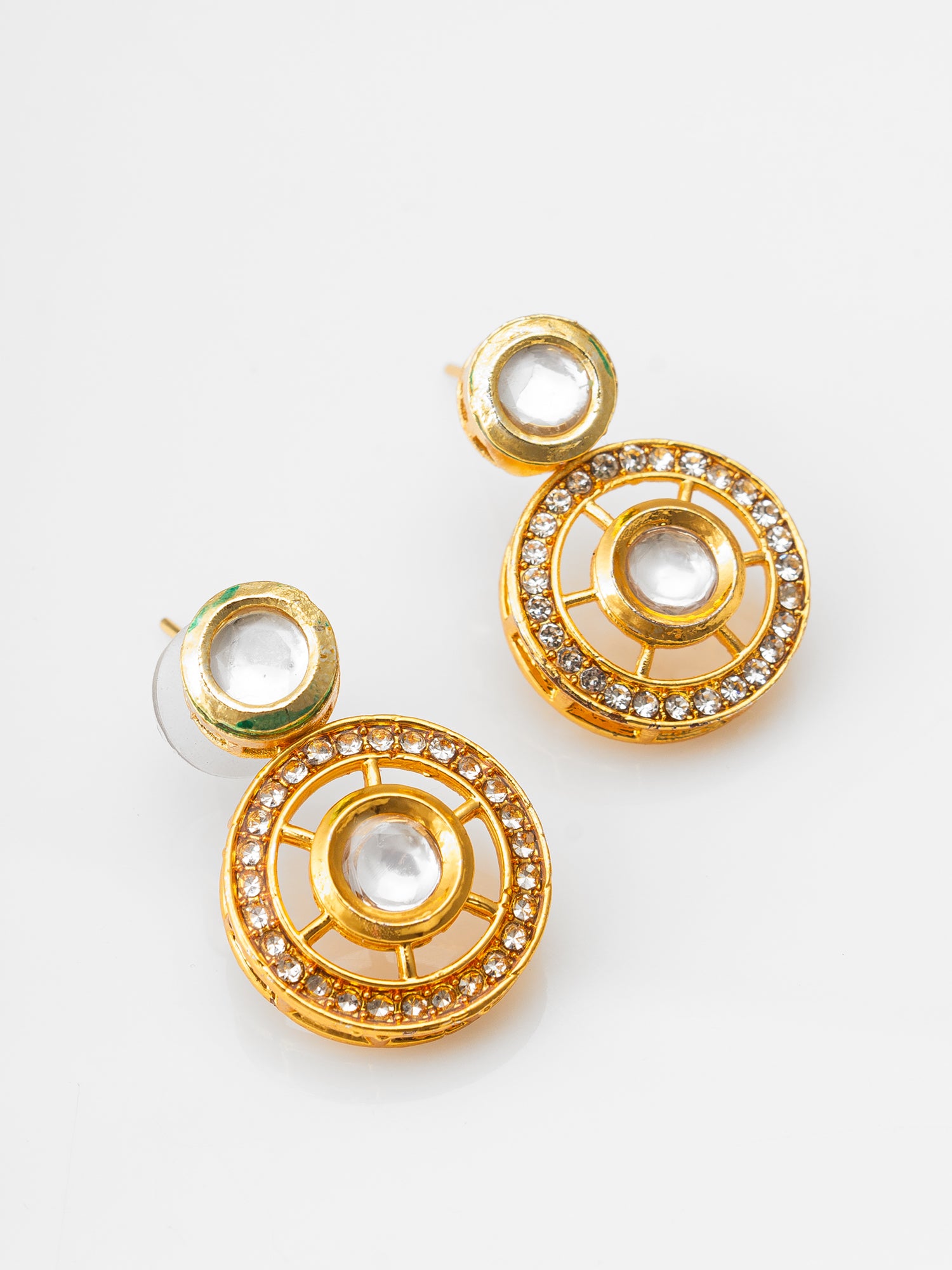 Round Kundan Pendant Mangalsutra with Earrings – View 2 | Aadita Jewelry