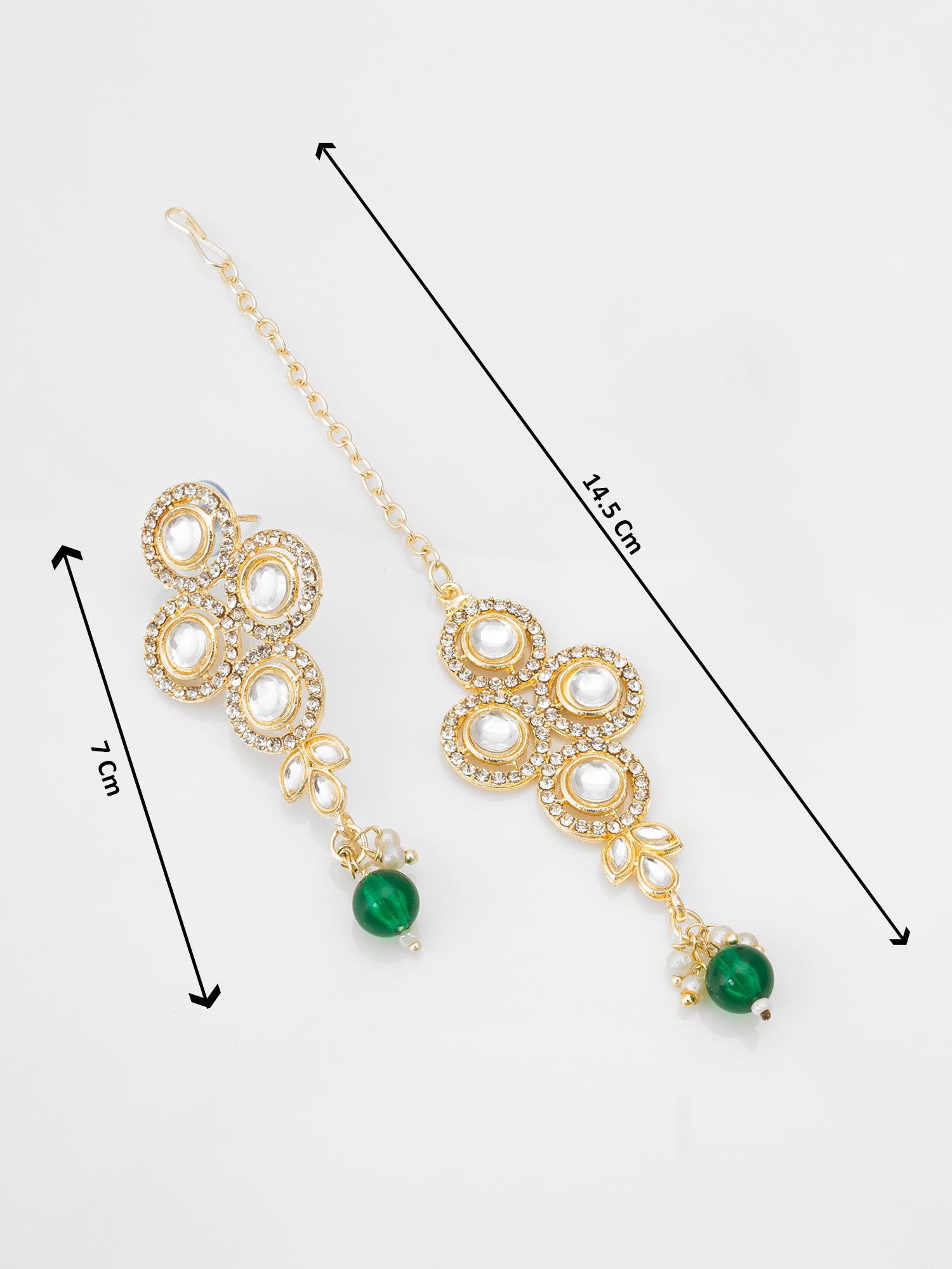 Green Beaded Kundan Choker Necklace Set with Earrings – View 5 | Aadita Jewelry