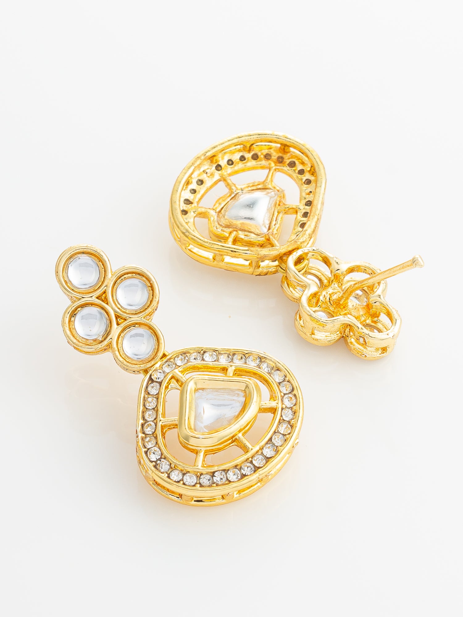 Traditional Kundan Teardrop Earrings – View 3 | Aadita Jewelry