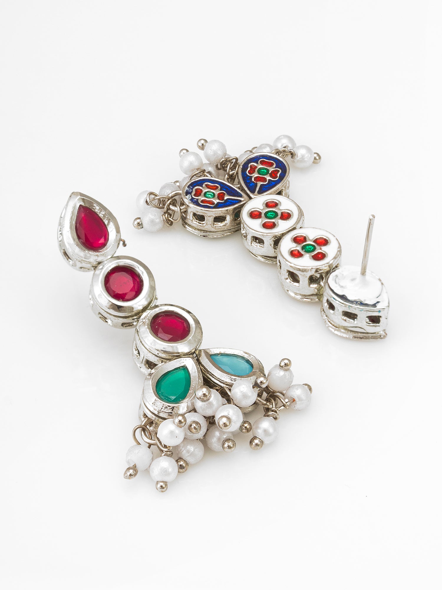 Silver Plated Multi Linear Earrings – View 2 | Aadita Jewelry