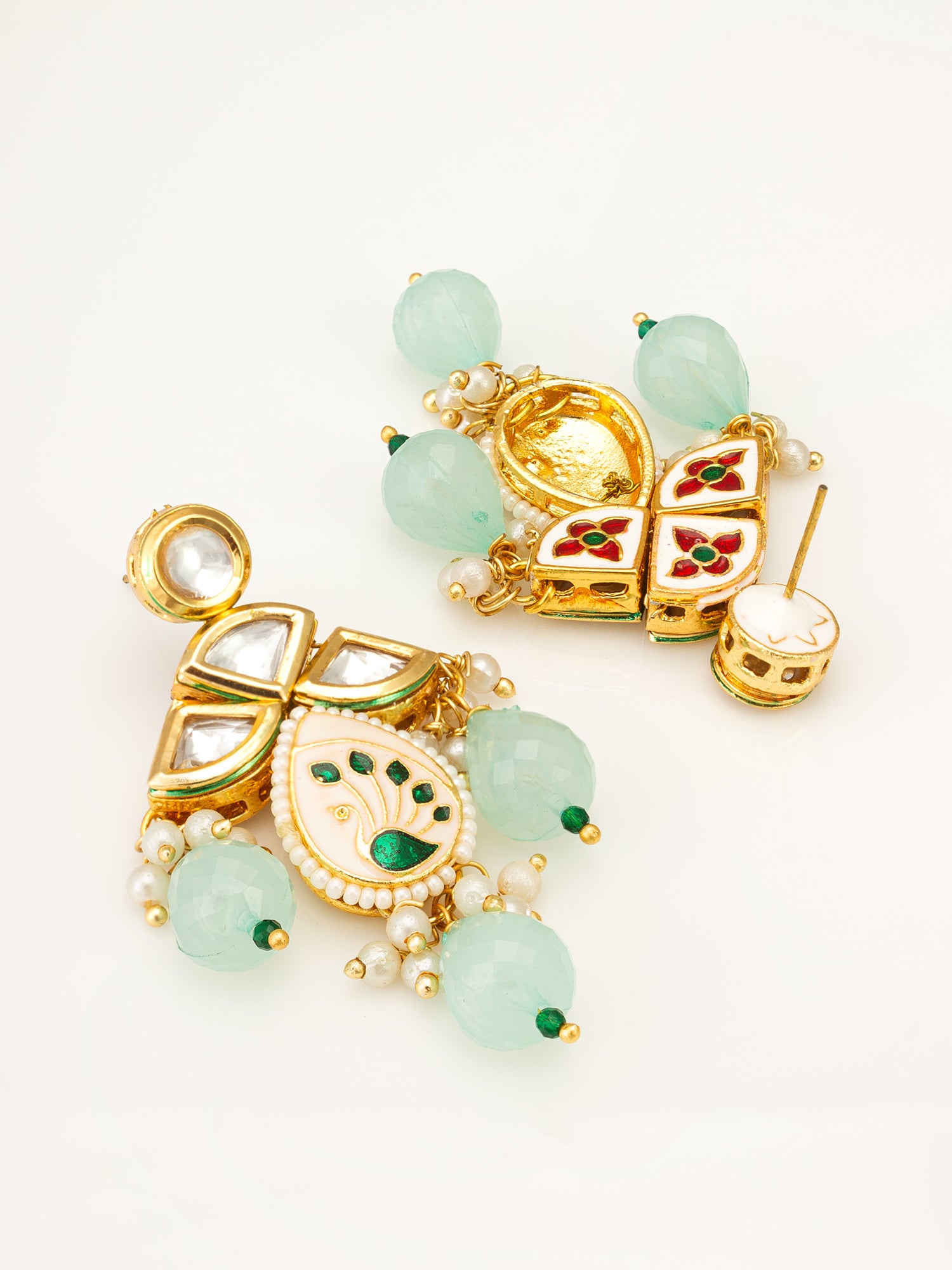 Traditional Kundan Drop Earrings – View 2 | Aadita Jewelry