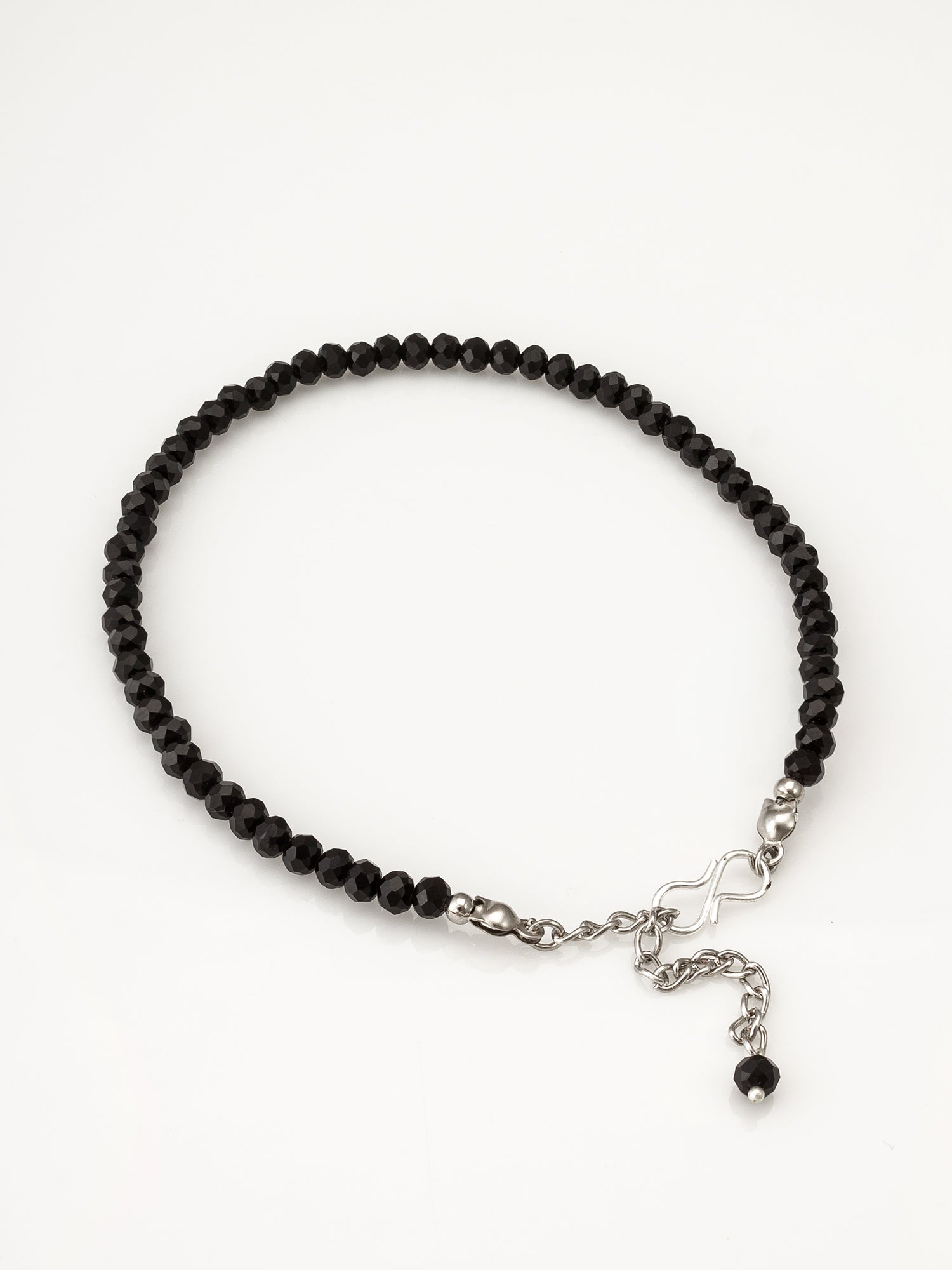 Black Crystal Faceted Bead Anklet – View 3 | Aadita Jewelry