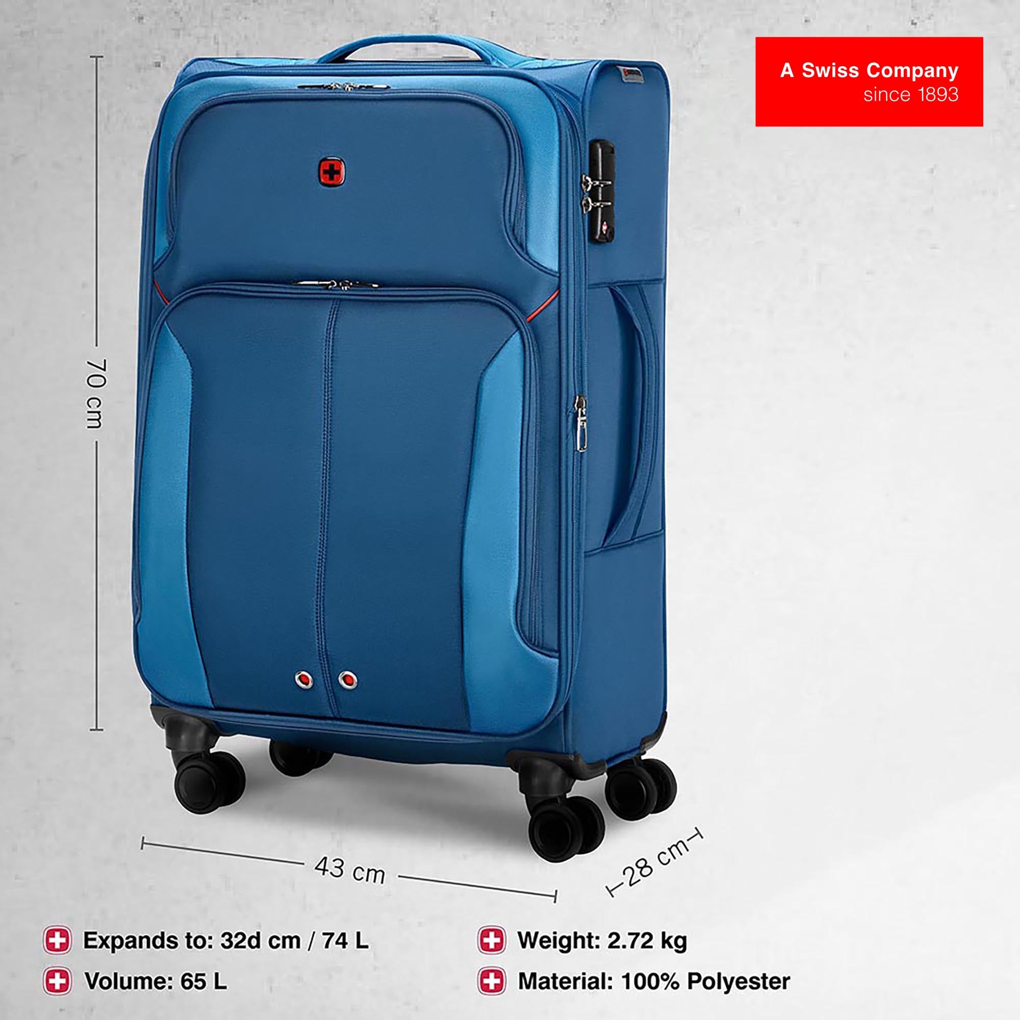 Wenger Castic Pro Check-in Suitcase - Large (Value Edition) - Blue - Image 3