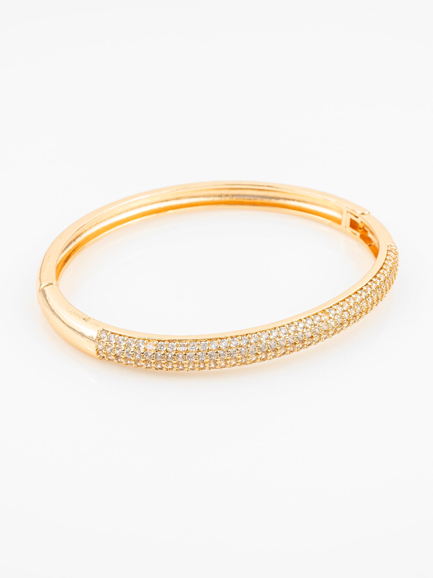 Gold Plated American Diamond Adjustable Kada Bangle for Women "“ Party Wear Traditional Jewellery – View 2 | Aadita Jewelry