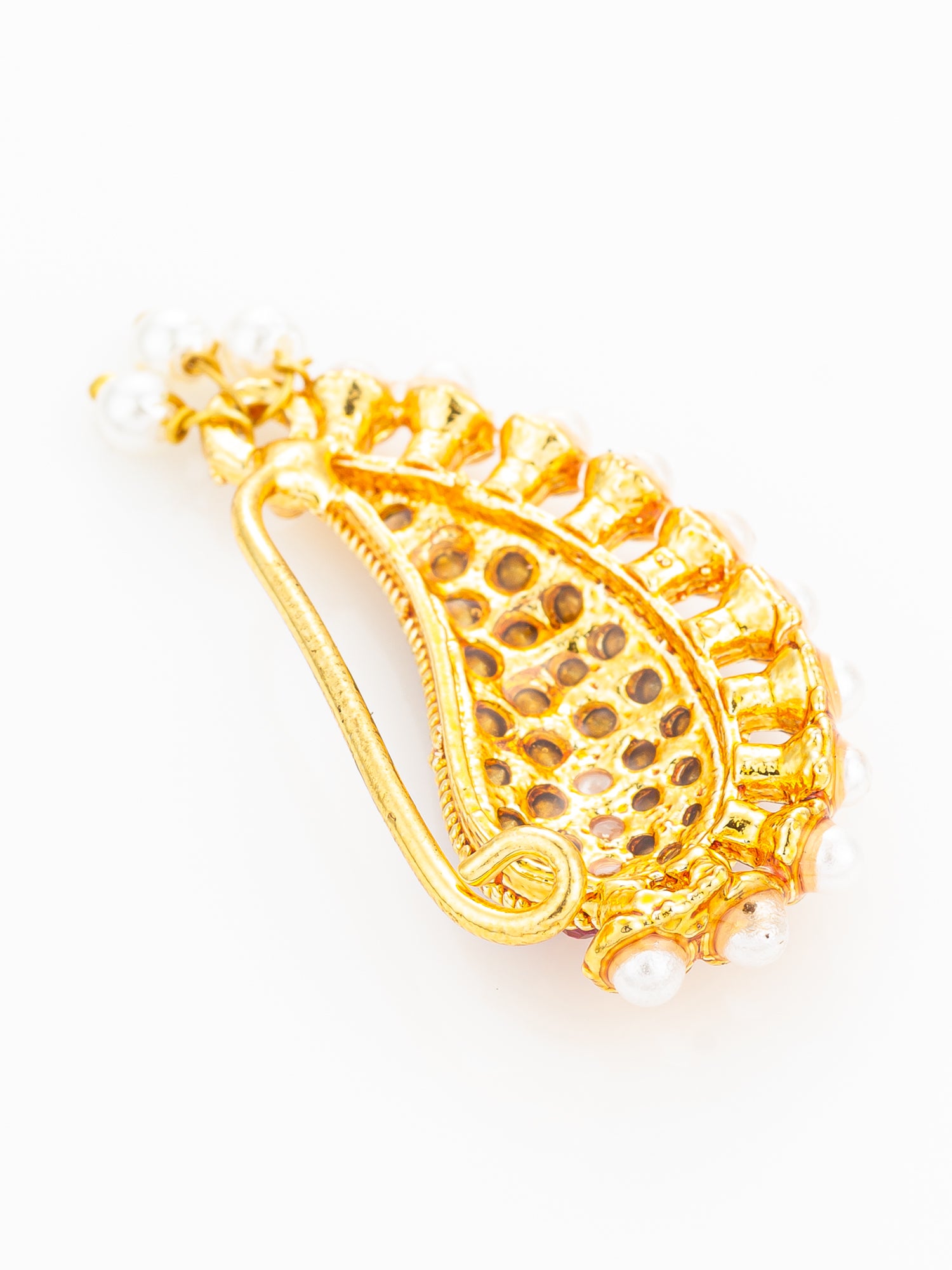 Pink Stone Studded Paisley Nath – View 3 | Aadita Jewelry