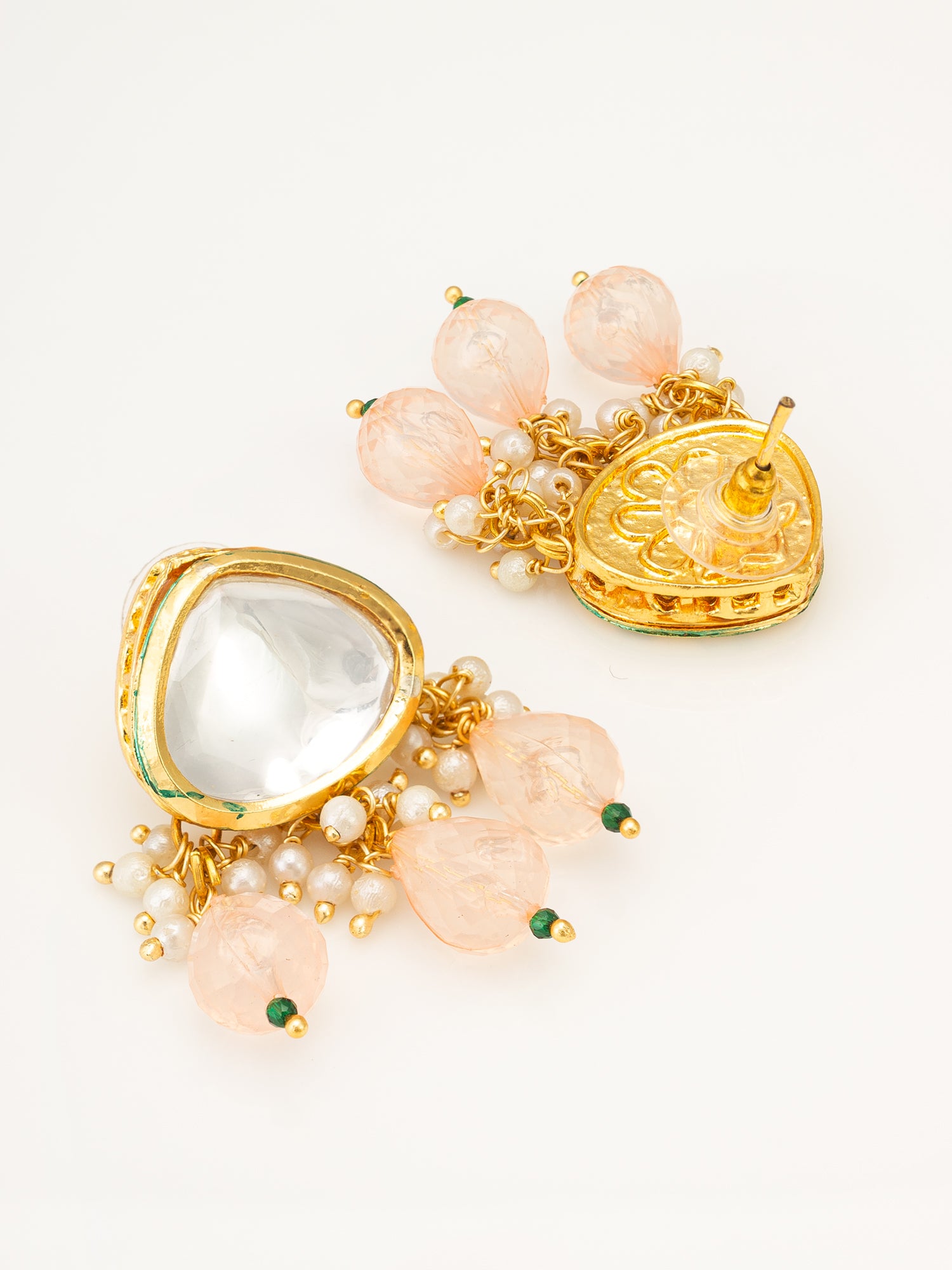 Earrings with Peach Drops – View 2 | Aadita Jewelry