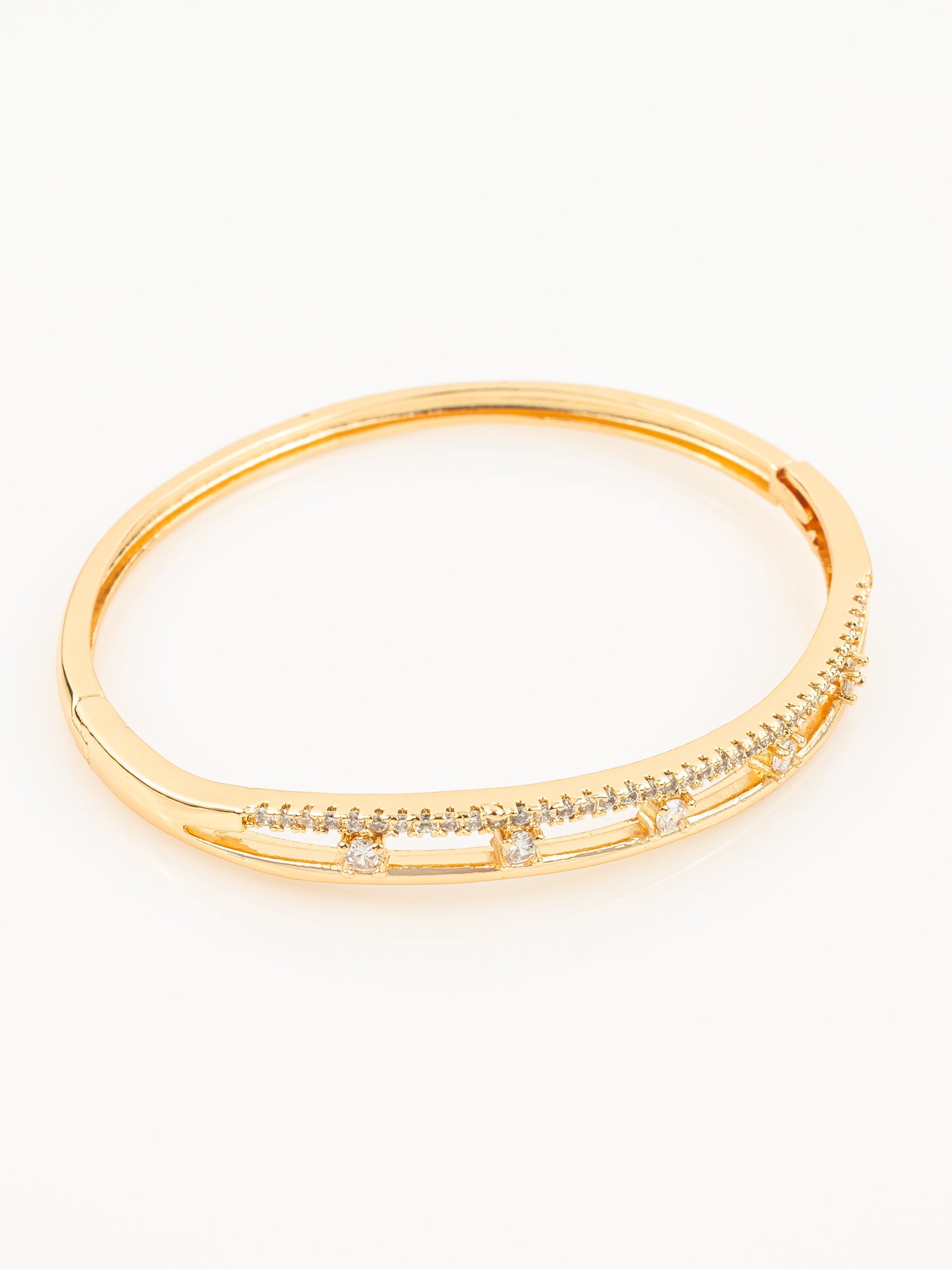 Gold Plated American Diamond Slim Openable Bangle for Women – View 2 | Aadita Jewelry