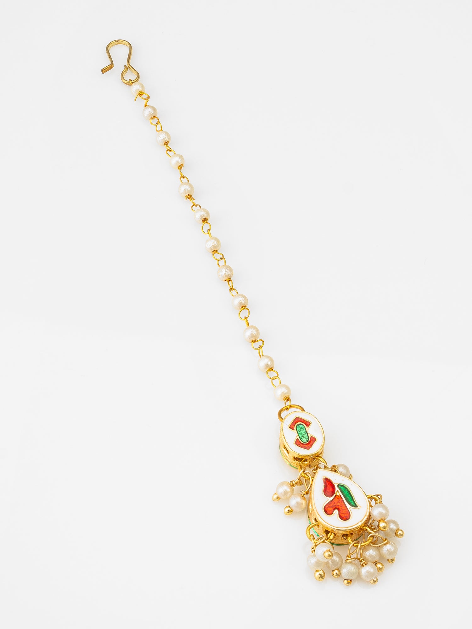 Gold Plated Kundan Pearl Maang Tikka for Women and Girls – View 2 | Aadita Jewelry