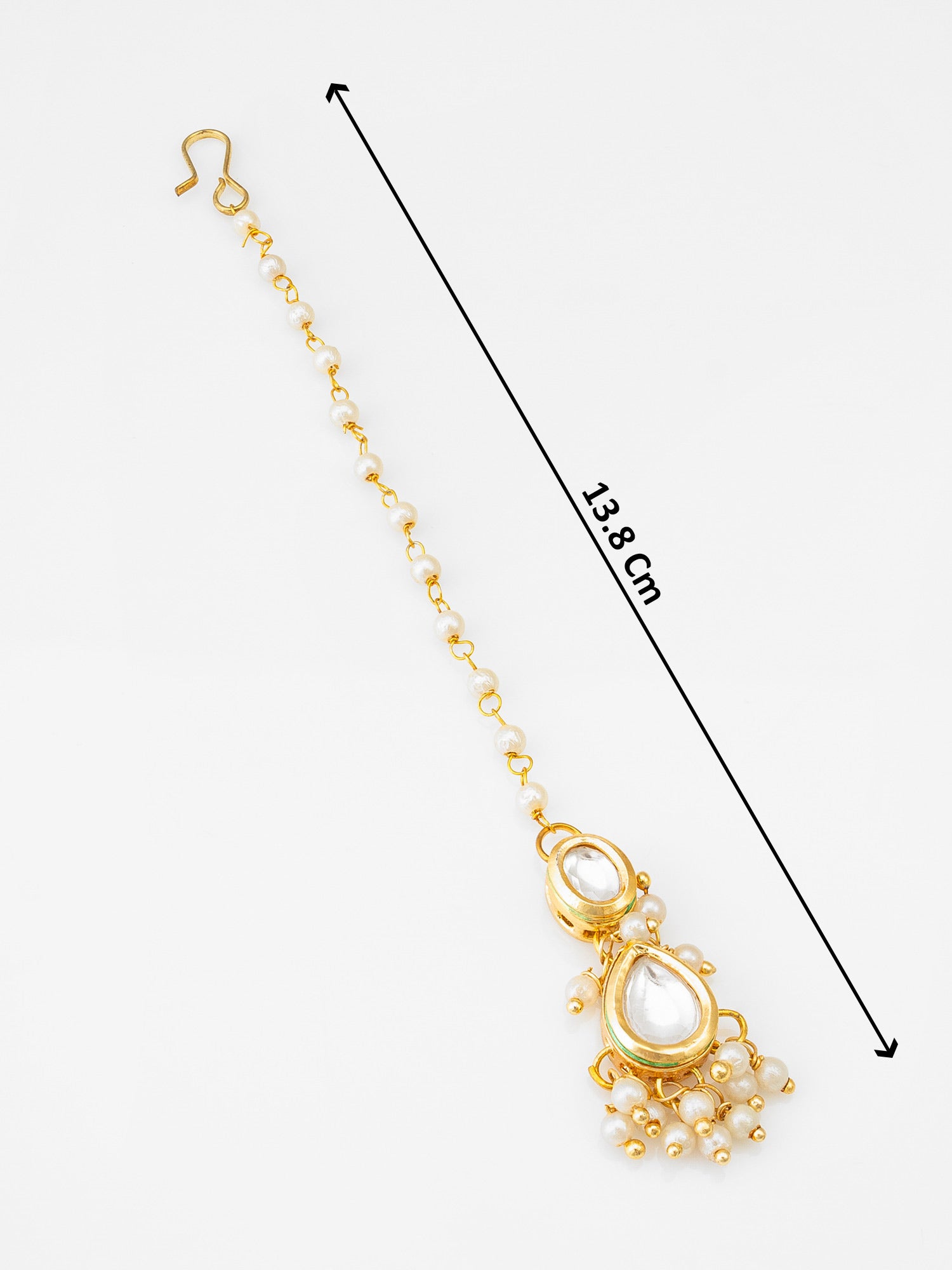 Gold Plated Kundan Pearl Maang Tikka for Women and Girls – View 4 | Aadita Jewelry