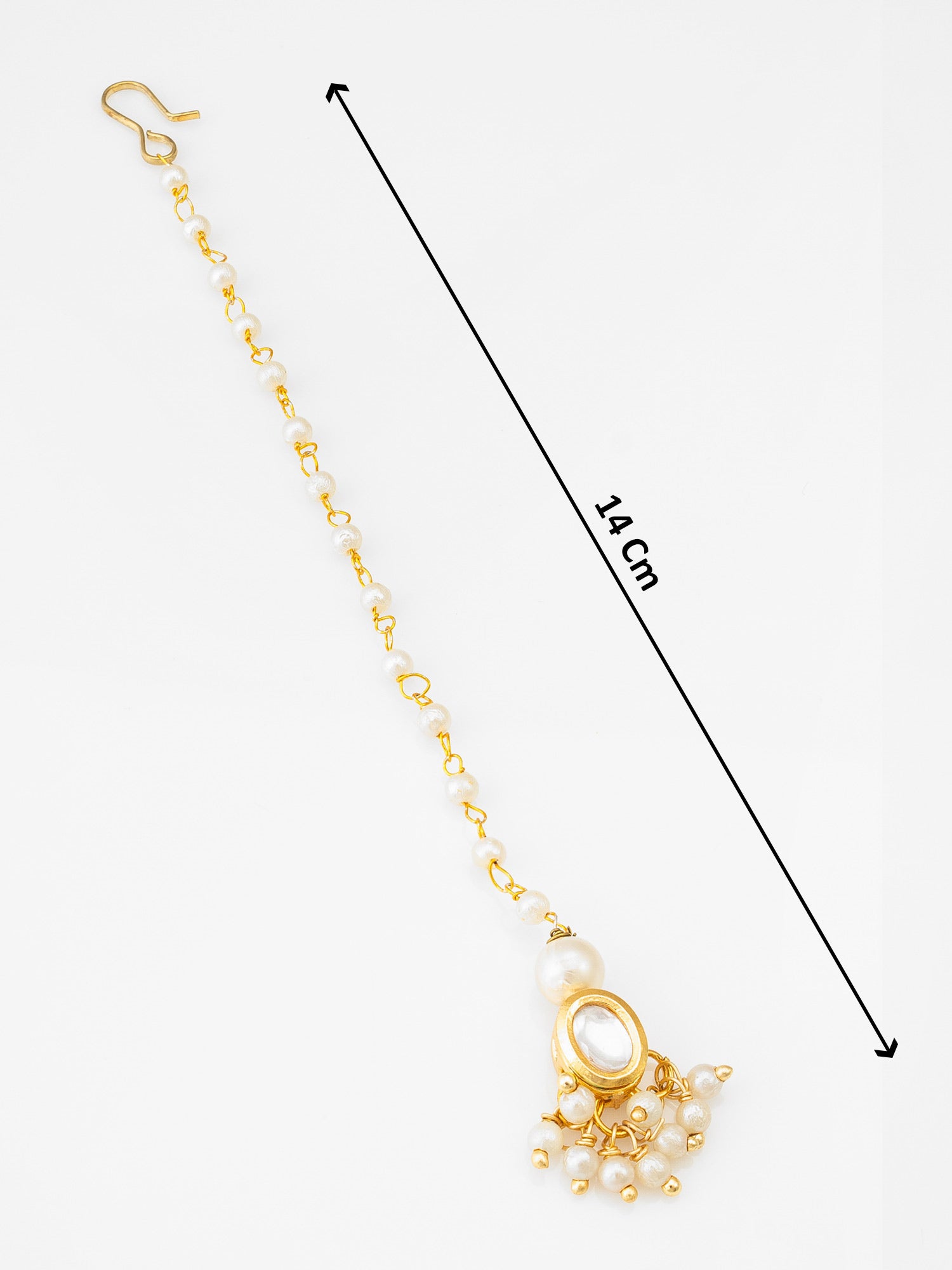 Gold Plated Pearl & Kundan Traditional Maang Tikka for Women – View 4 | Aadita Jewelry