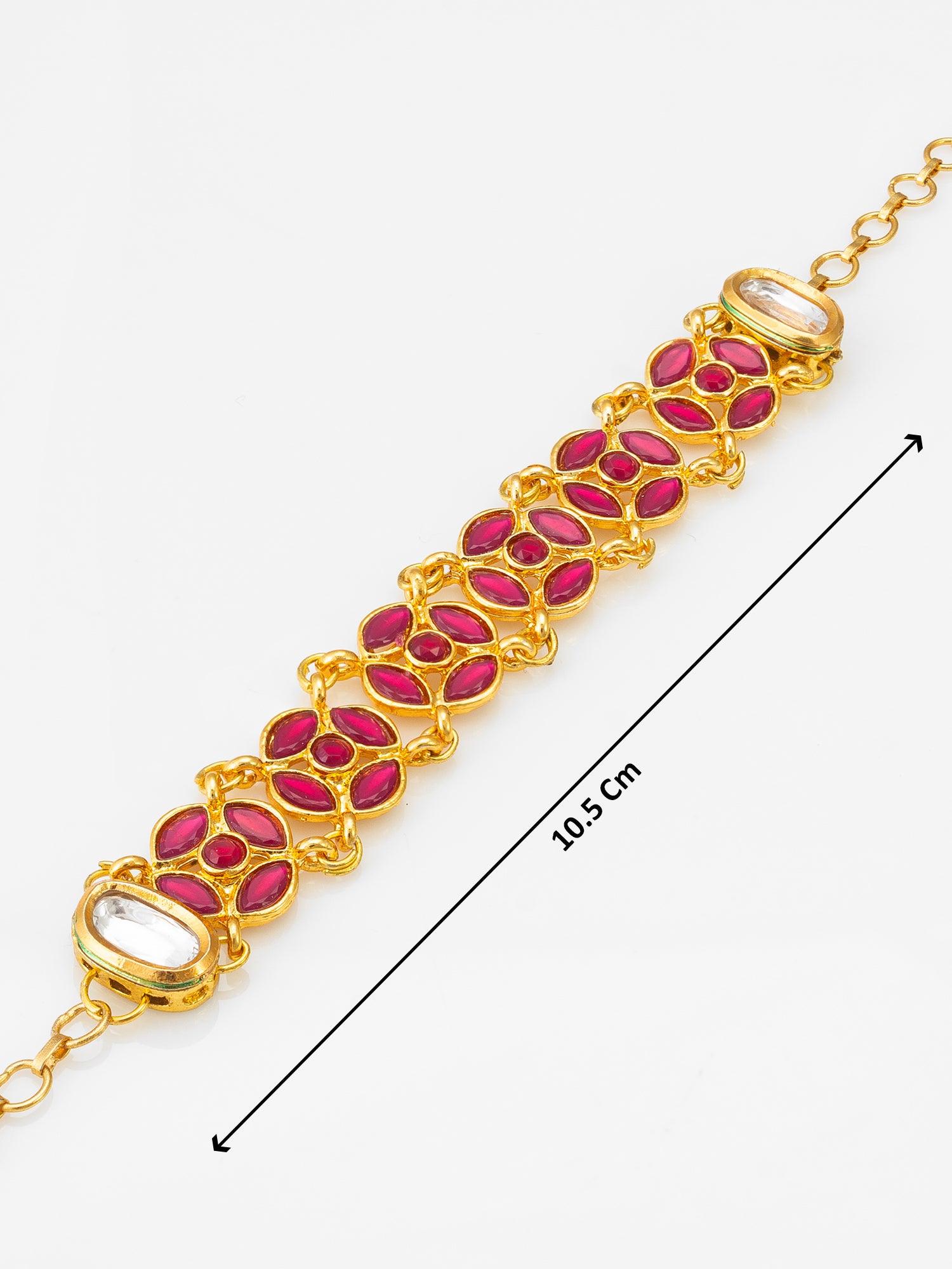 Gold-Plated Ruby Red Kundan Bracelet with Stone – View 4 | Aadita Jewelry