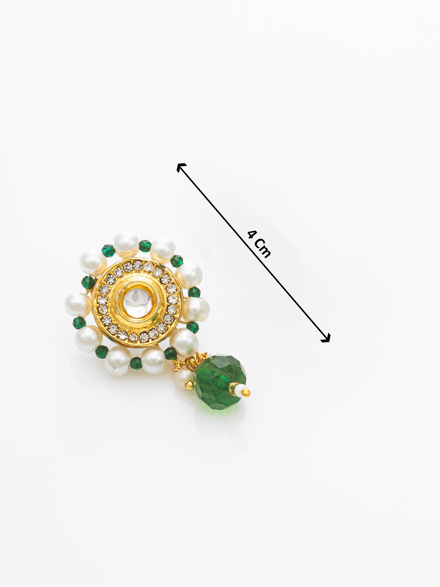 Gold-Plated Green & White Kundan Choker Necklace Set – View 4 | Aadita Jewelry