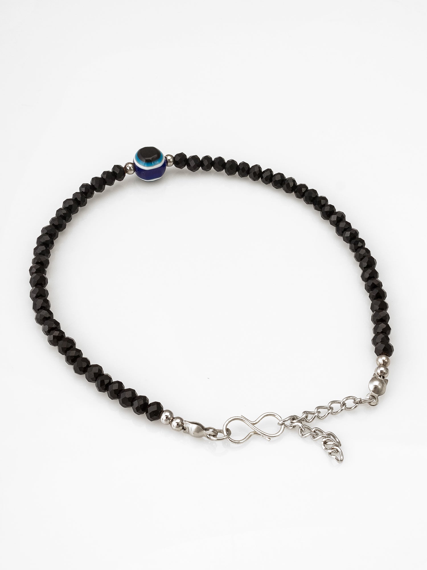 Black Crystal Bead Evil Eye Charm Anklet – View 3 | Aadita Jewelry