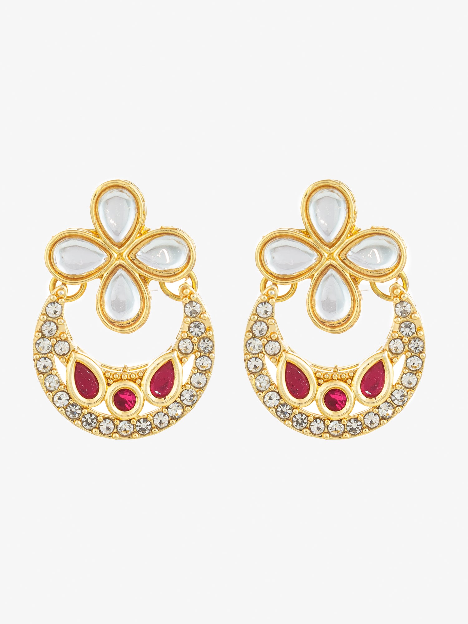 Ruby Red Accent Chandbali Earrings | Aadita Jewelry
