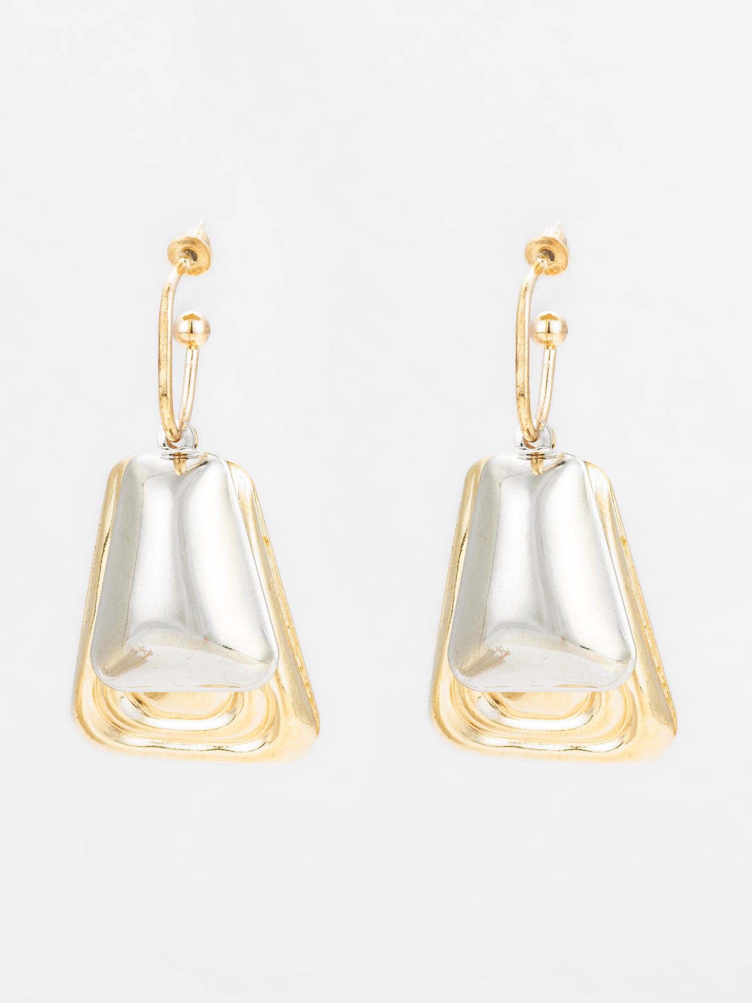Gold and Silver Plated Geometric Earrings "“ Dual Tone Statement | Aadita Jewelry