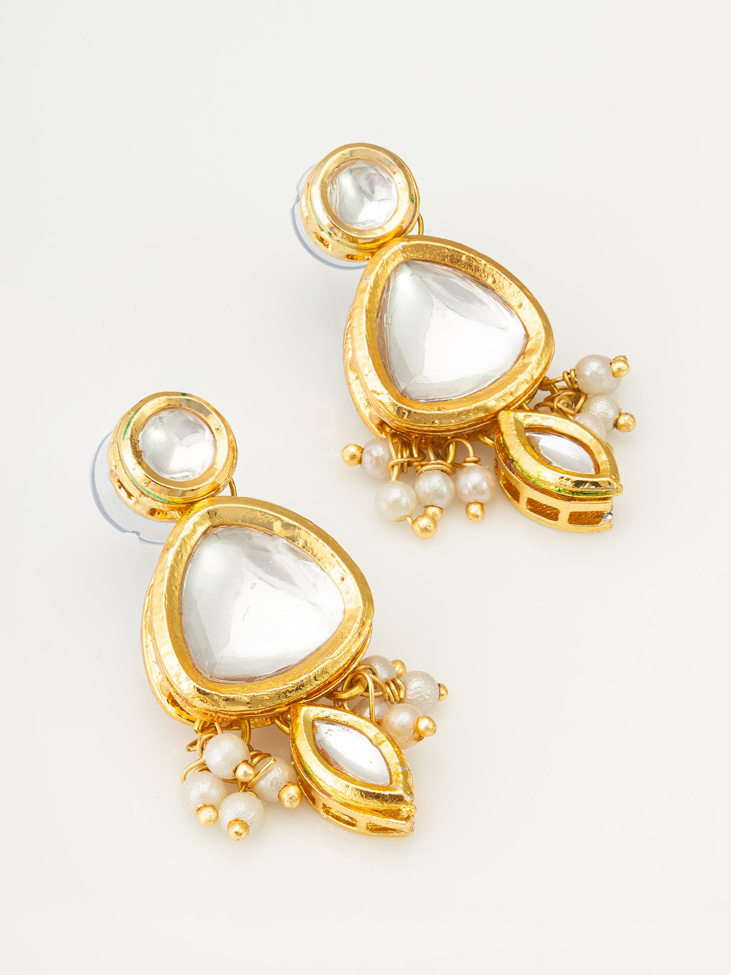 Classic Kundan Pearl Choker Necklace Set with Ethnic Motifs – View 2 | Aadita Jewelry