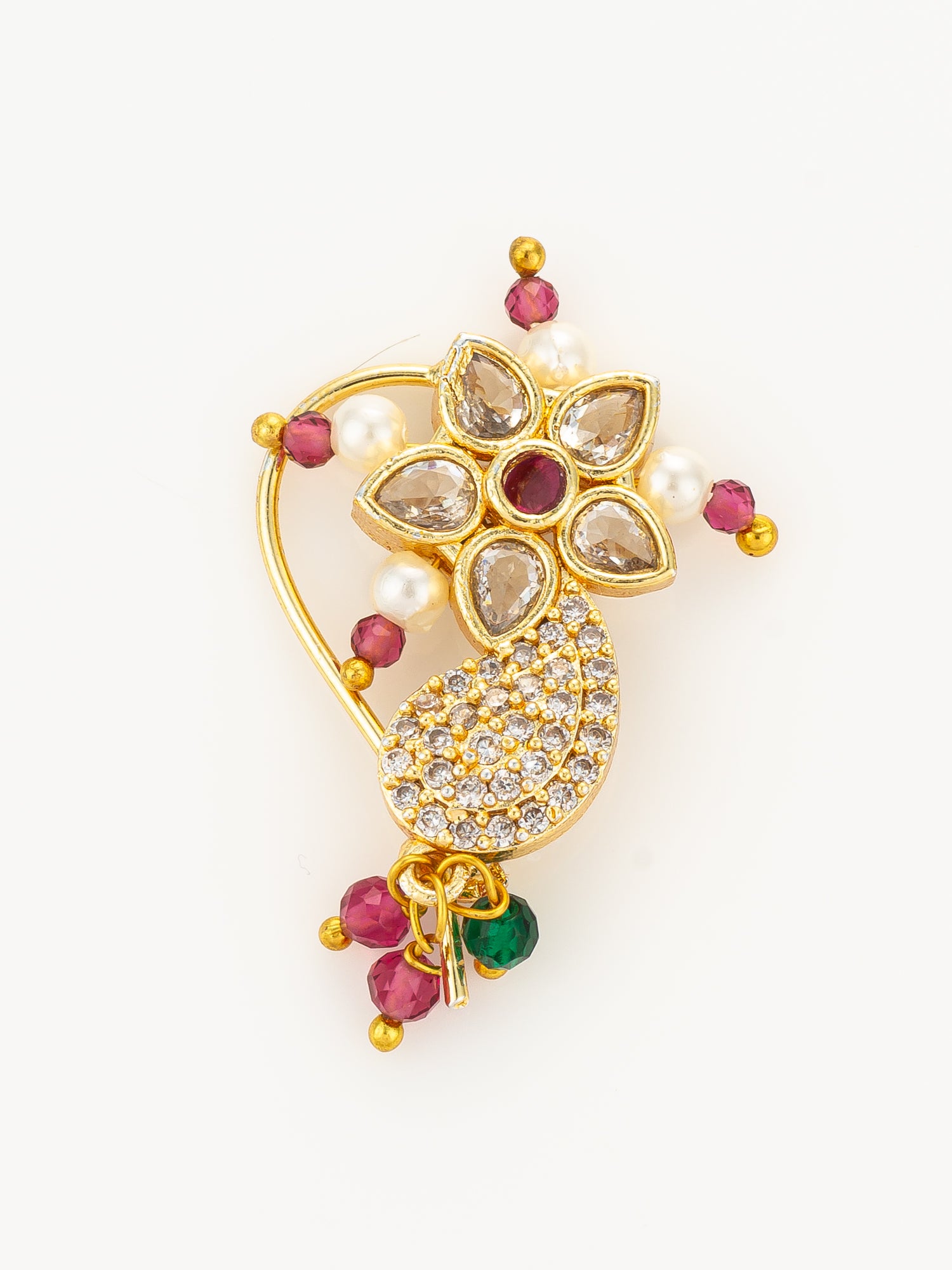 Traditional Floral Pearl Nath | Aadita Jewelry