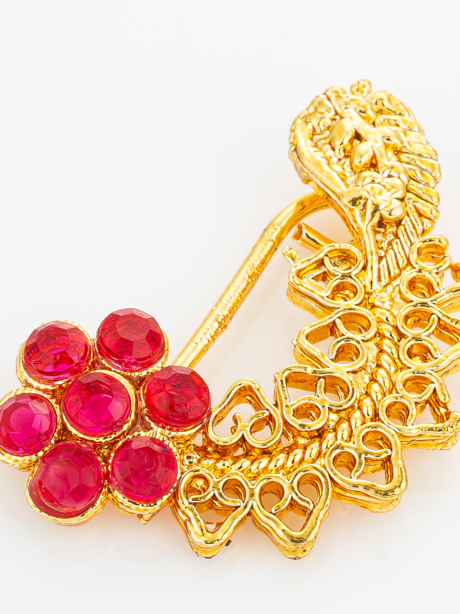 Floral Red Stone Designer Nath – View 4 | Aadita Jewelry