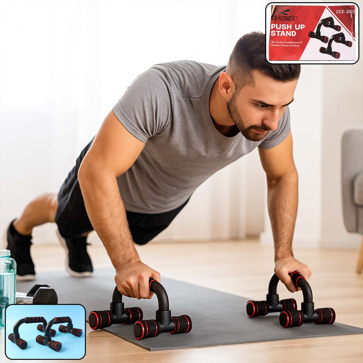 Heavy-duty Push-up Bars Stand For Home Workout Non-Slip Handles & Sturdy Base for Chest, Arm, Shoulder & Core Training (Set of 2 Pcs)